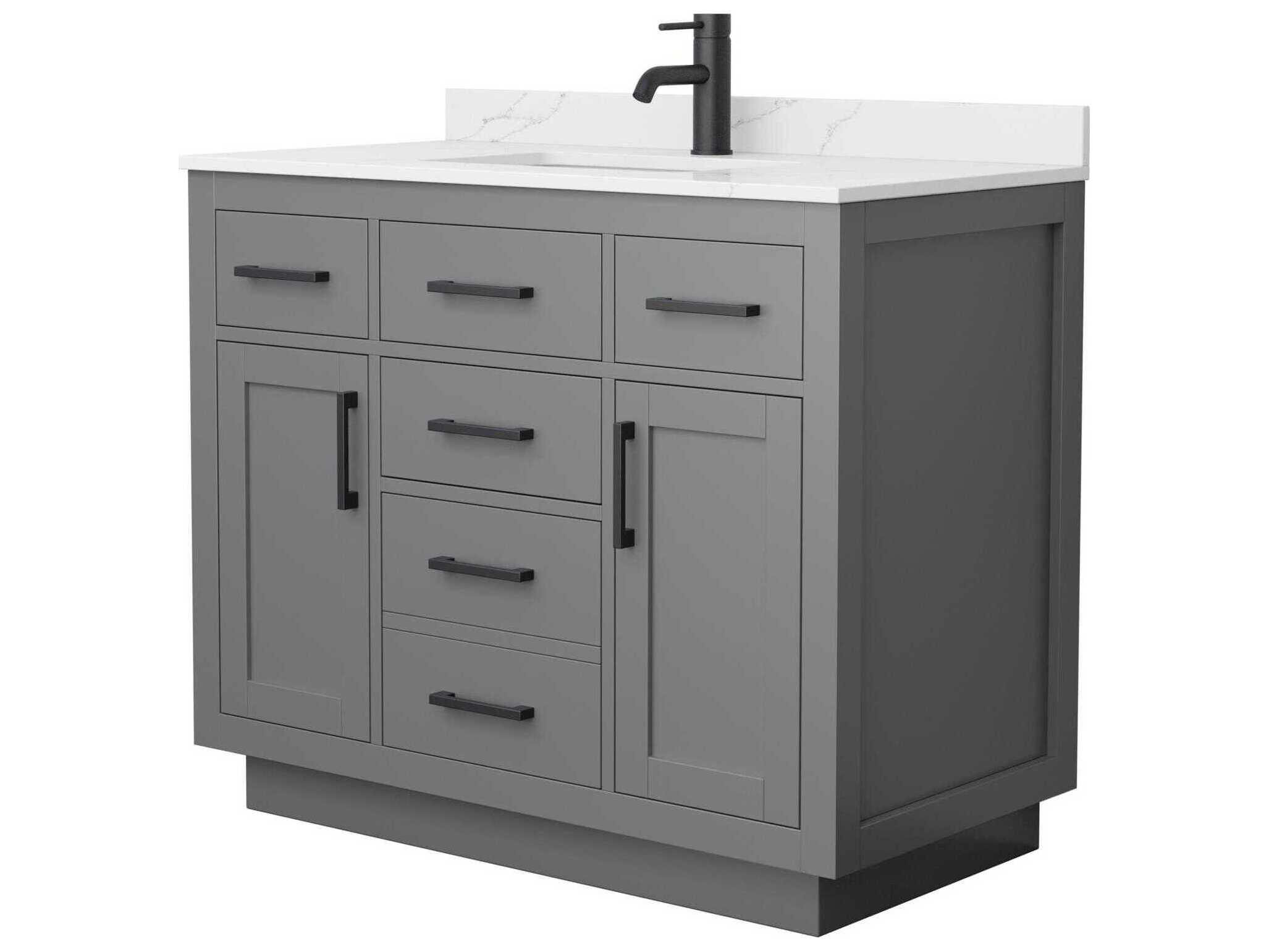 Wyndham Collection Beckett-TK 42" Dark Gray Vanity with Toe Kick