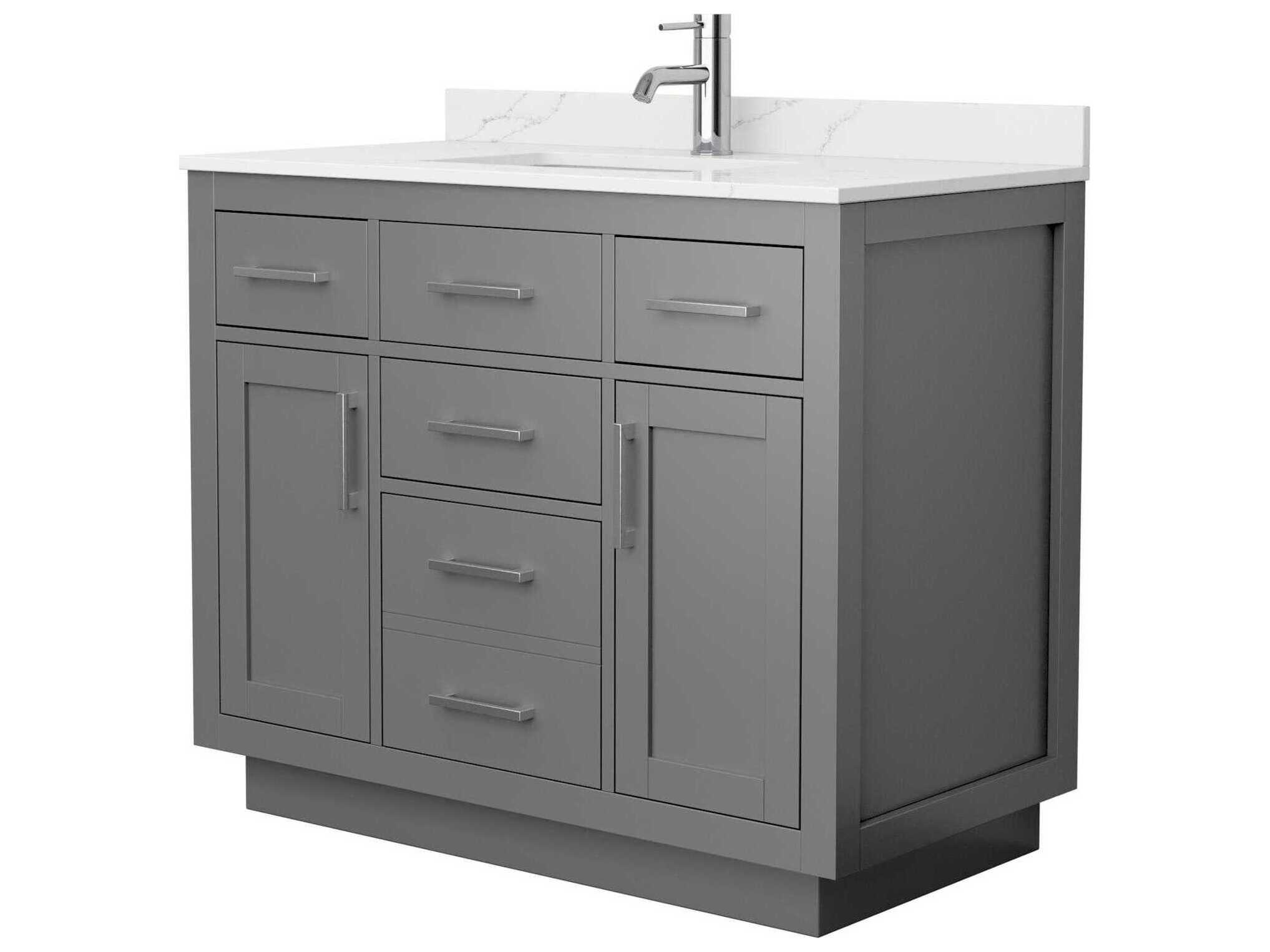 Wyndham Collection Beckett-TK 42" Dark Gray Vanity with Toe Kick