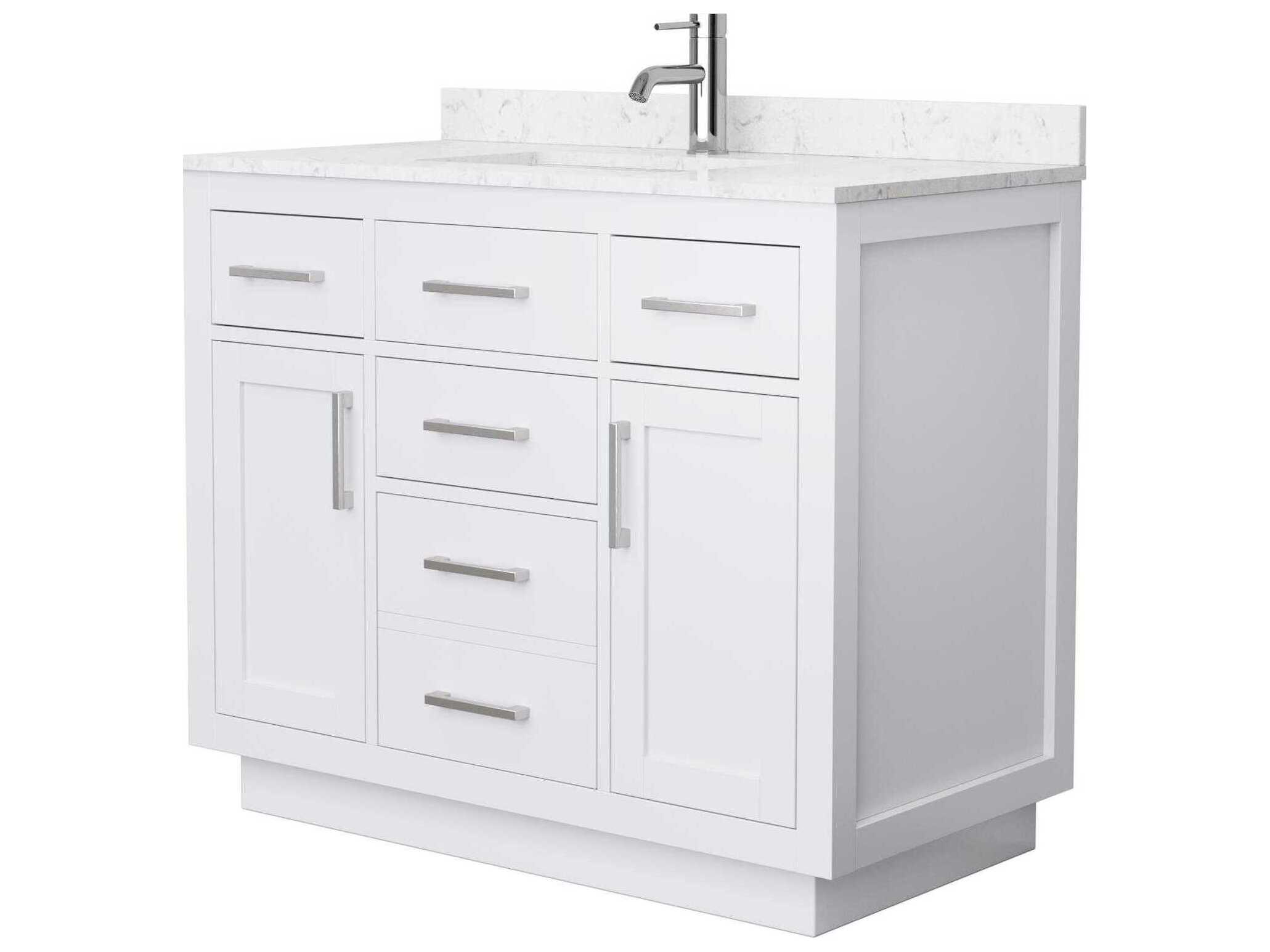 Wyndham Collection Beckett-TK 42" White Vanity with Toe Kick