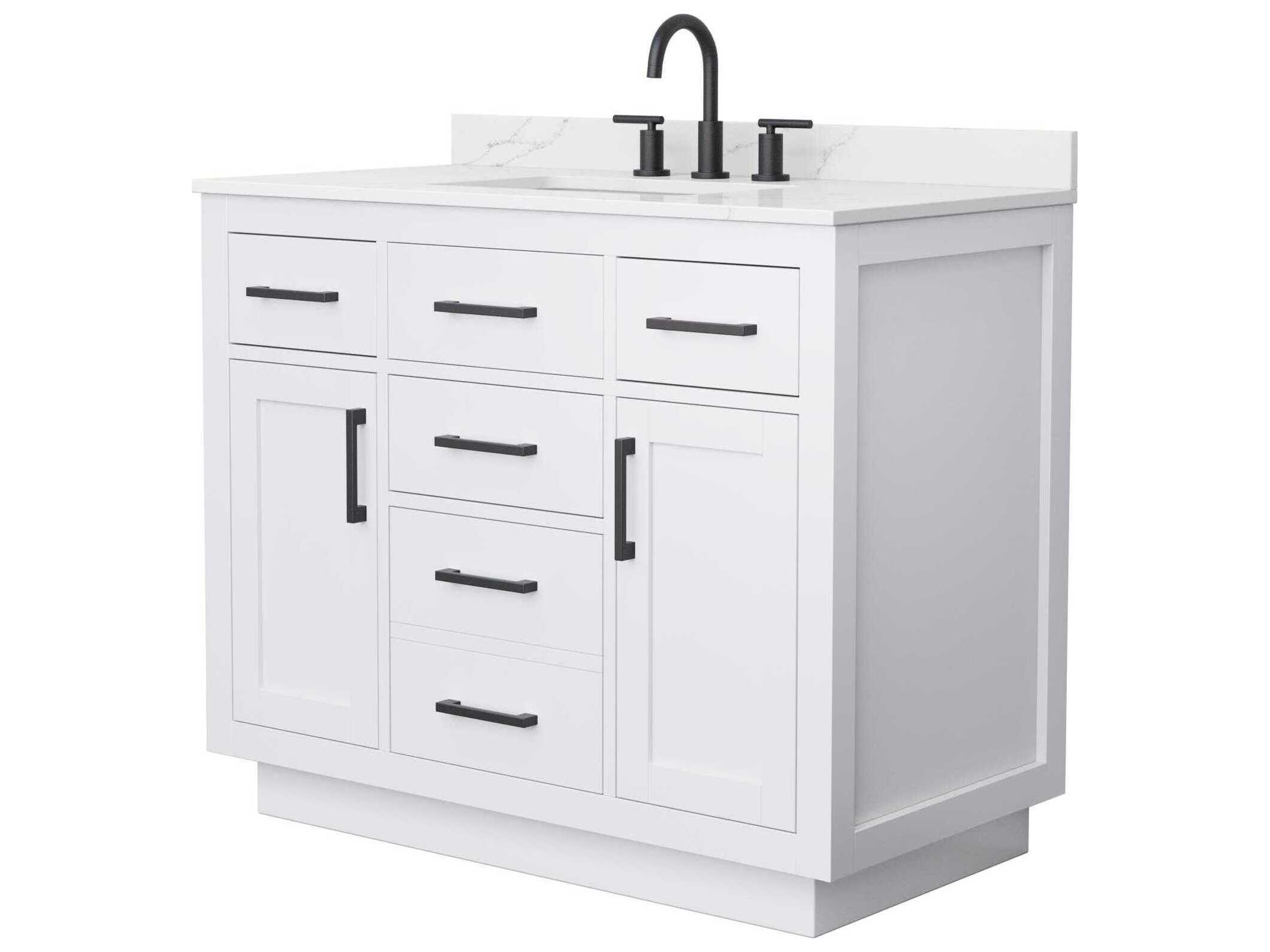 Wyndham Collection Beckett-TK 42" White Vanity with Toe Kick