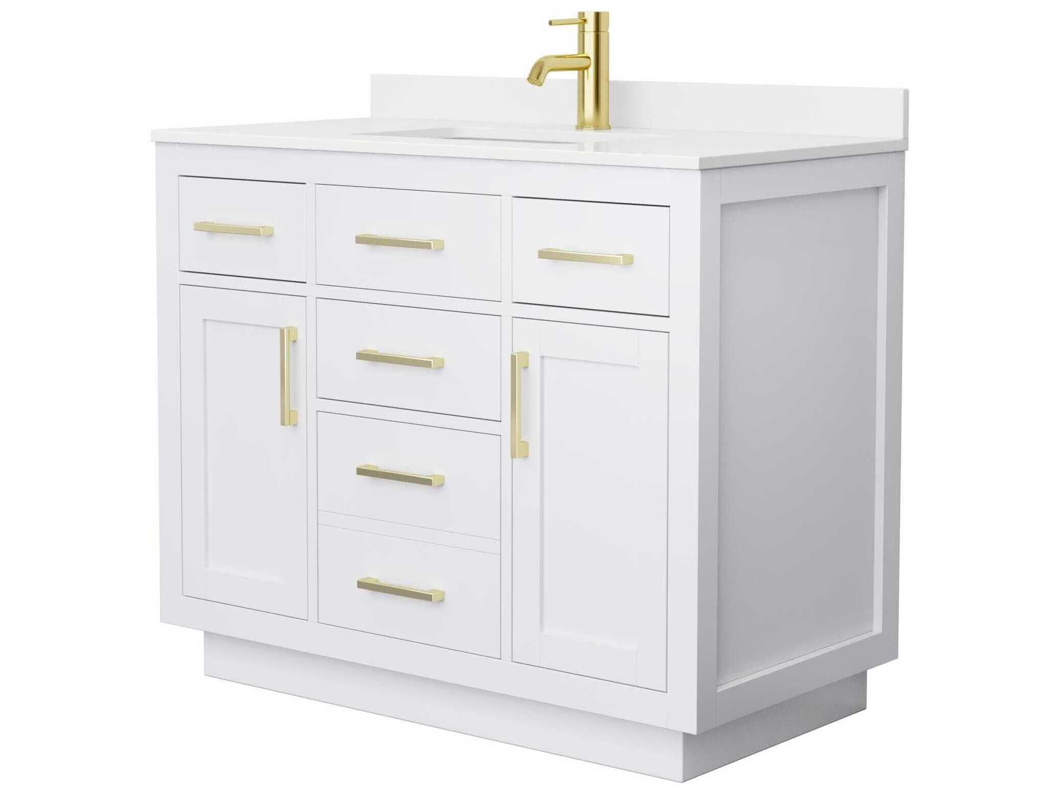 Wyndham Collection Beckett-TK 42" White Vanity with Toe Kick