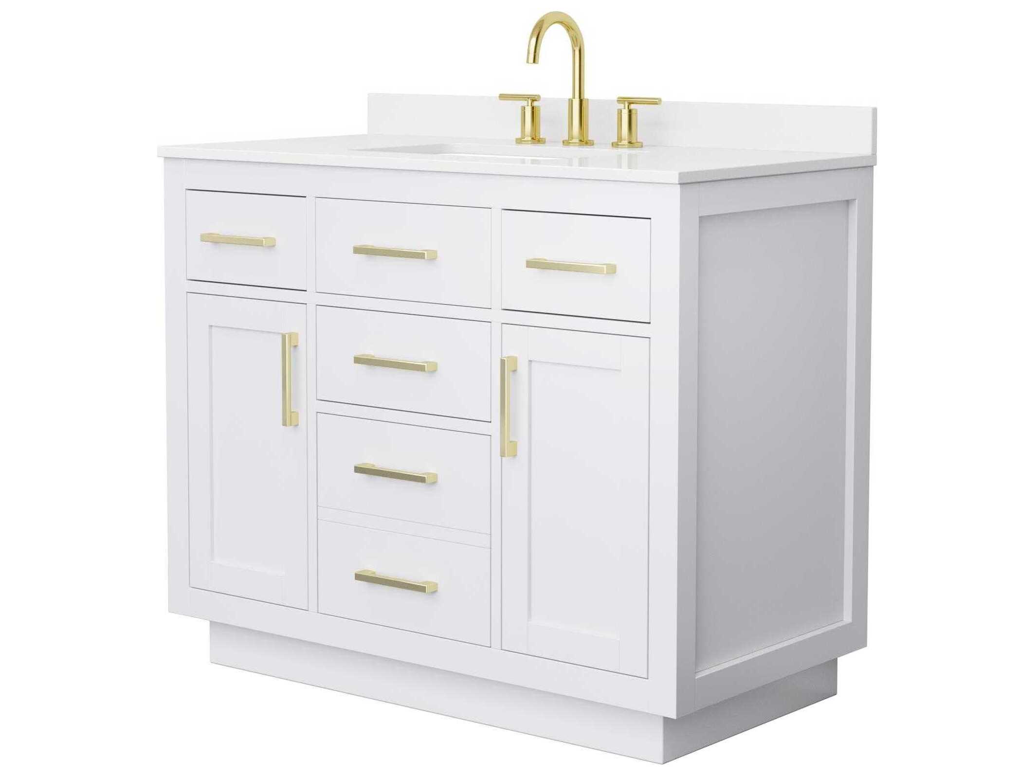 Wyndham Collection Beckett-TK 42" White Vanity with Toe Kick
