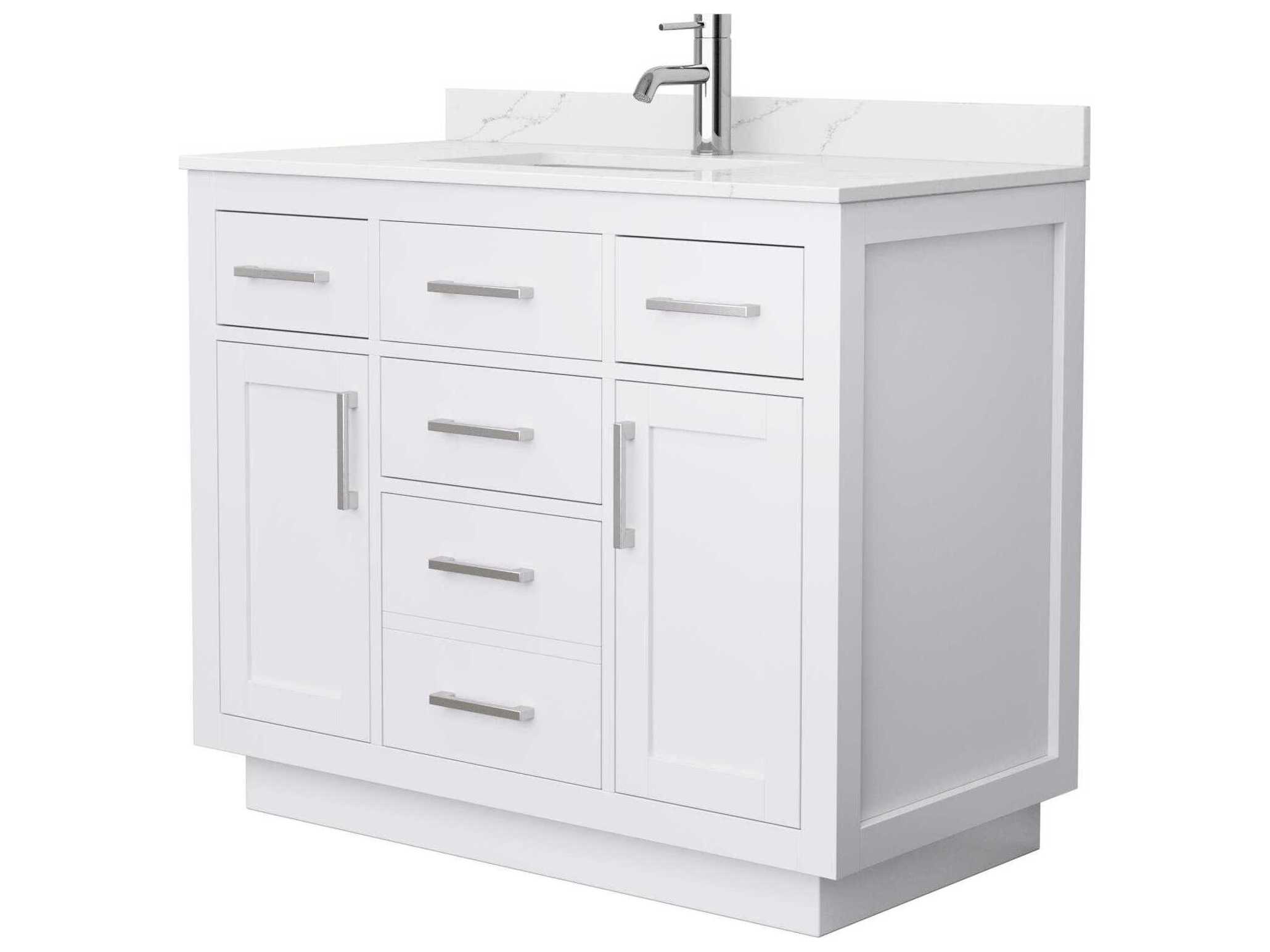 Wyndham Collection Beckett-TK 42" White Vanity with Toe Kick