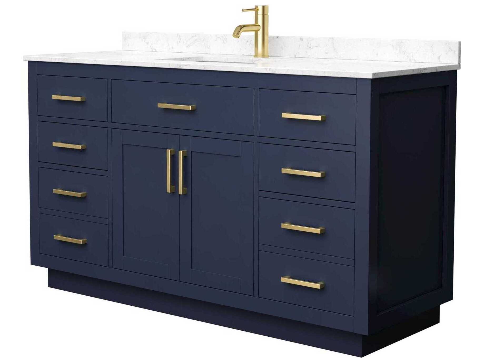 Wyndham Collection Beckett-TK 60" Dark Blue Vanity with Toe Kick
