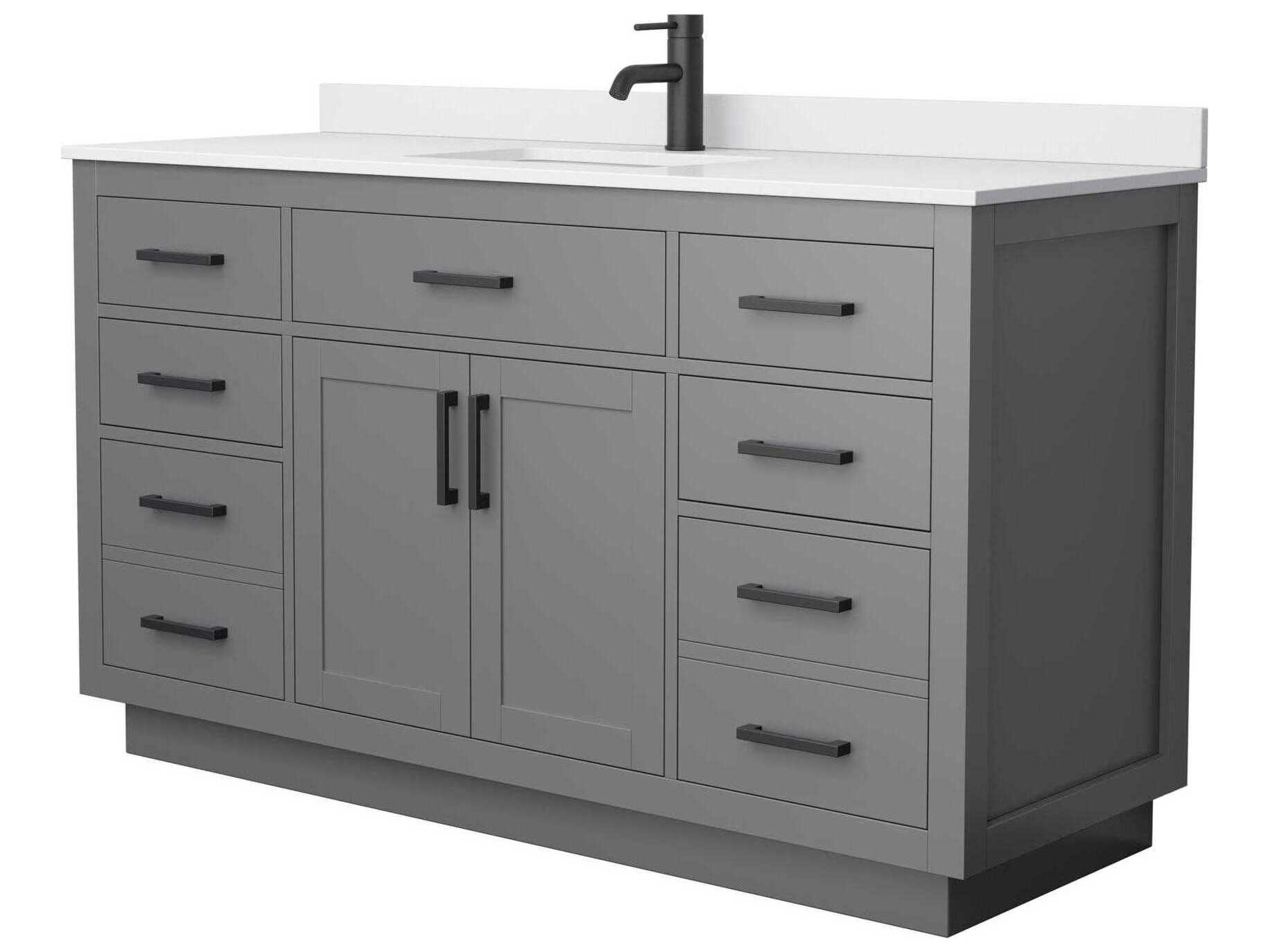 Wyndham Collection Beckett-TK 60" Dark Gray Vanity with Toe Kick