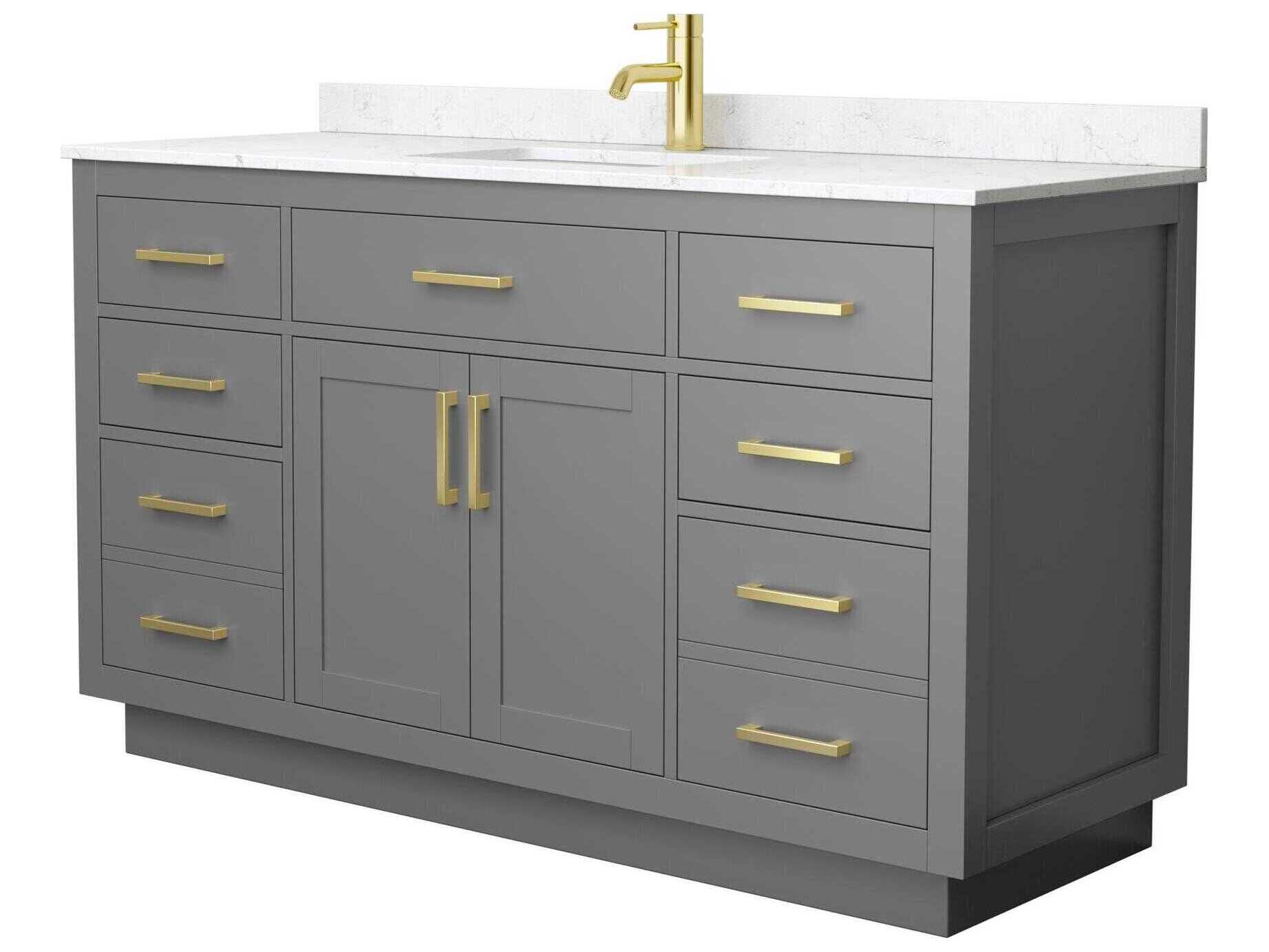 Wyndham Collection Beckett-TK 60" Dark Gray Vanity with Toe Kick