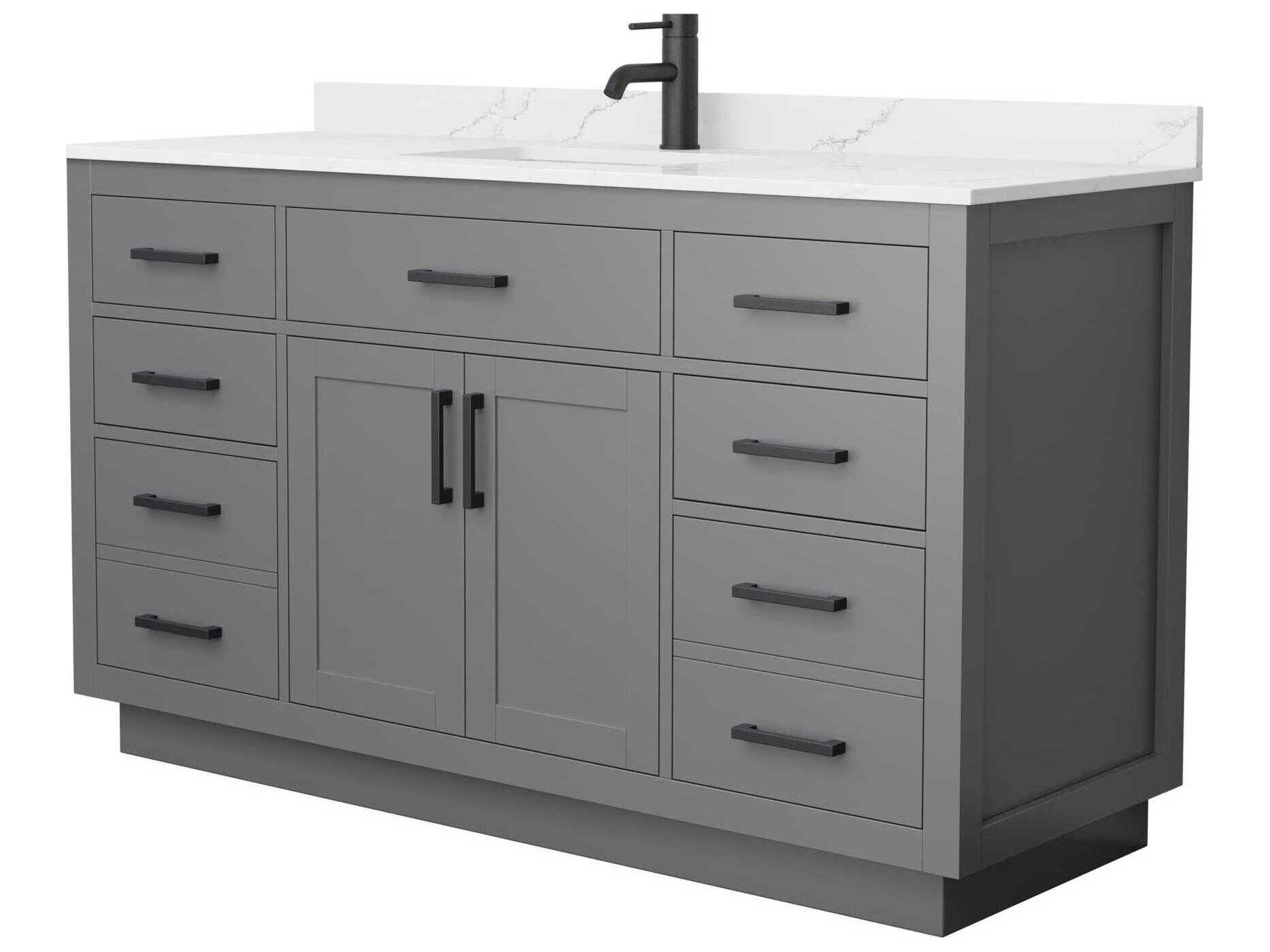 Wyndham Collection Beckett-TK 60" Dark Gray Vanity with Toe Kick