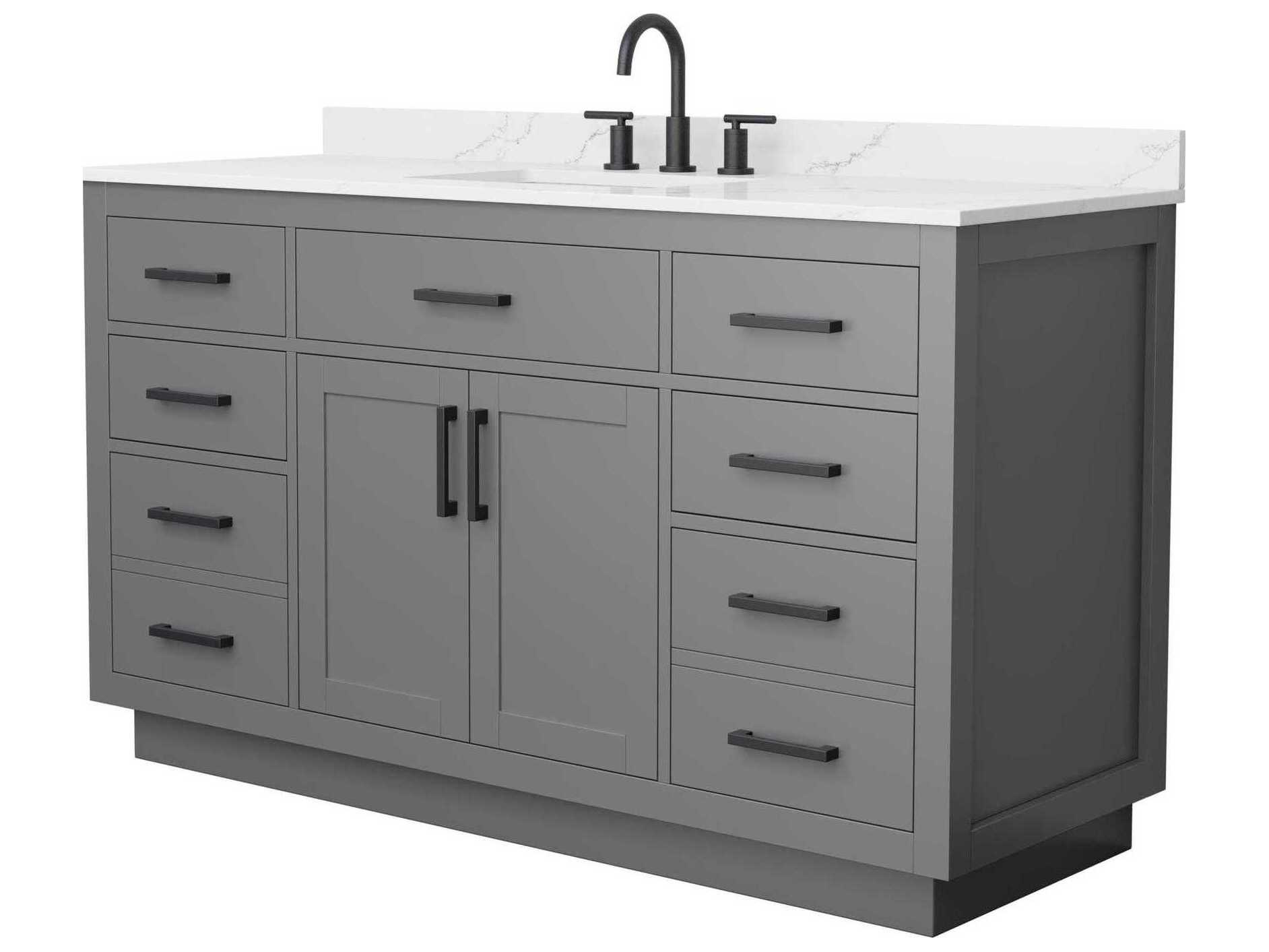 Wyndham Collection Beckett-TK 60" Dark Gray Vanity with Toe Kick