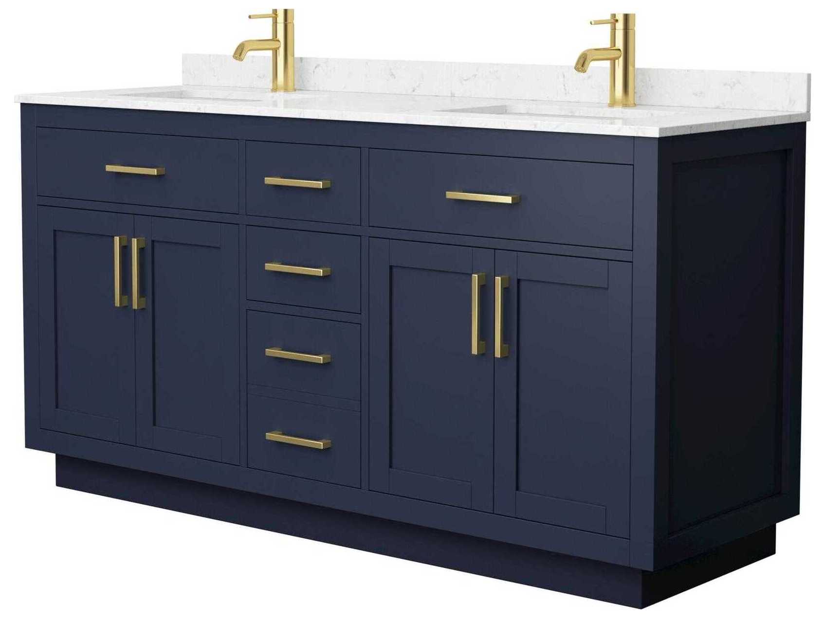 Wyndham Collection Beckett-TK 66" Dark Blue Vanity with Toe Kick