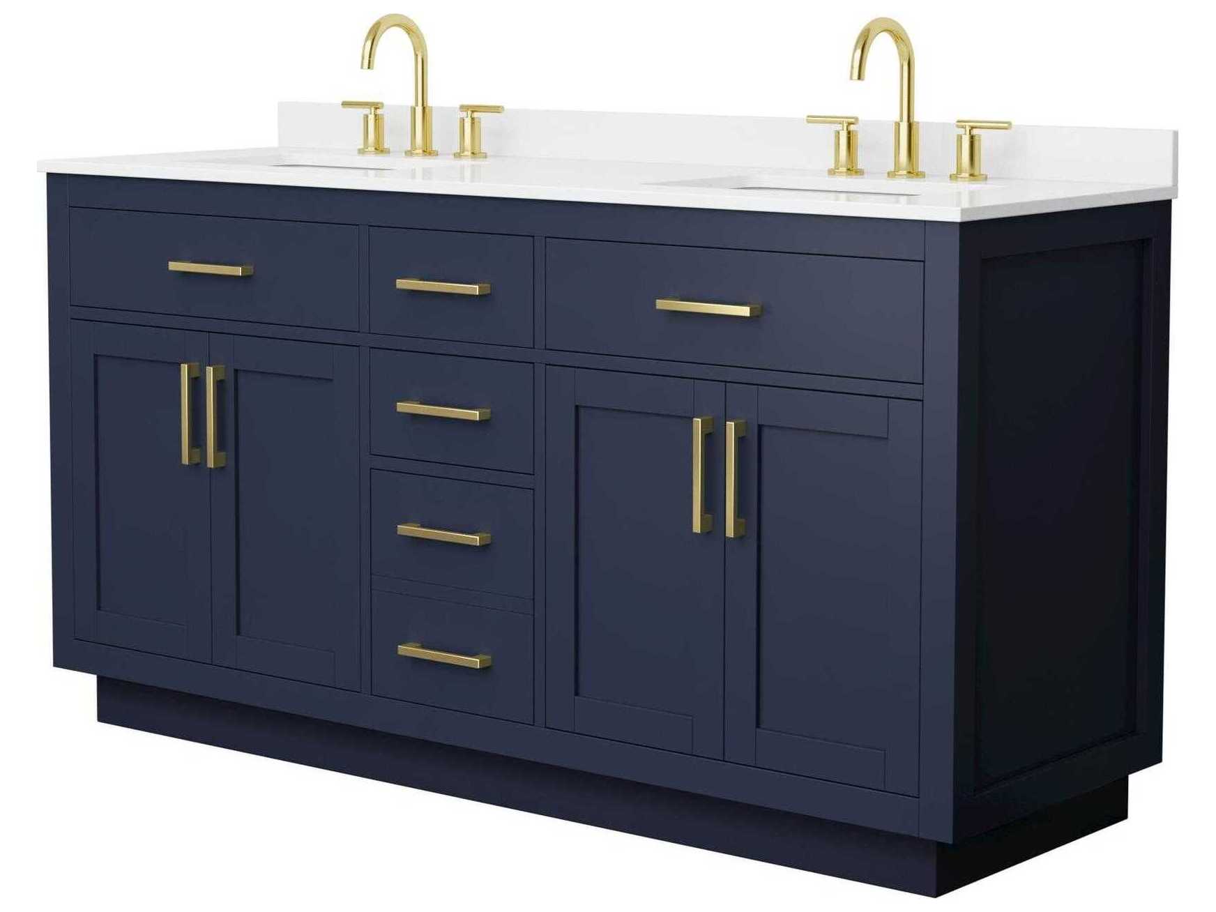 Wyndham Collection Beckett-TK 66" Dark Blue Vanity with Toe Kick