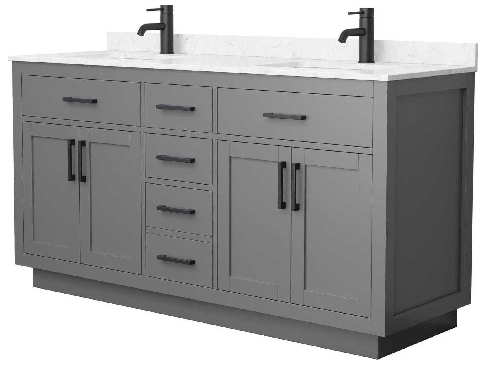 Wyndham Collection Beckett-TK 66" Dark Gray Vanity with Toe Kick