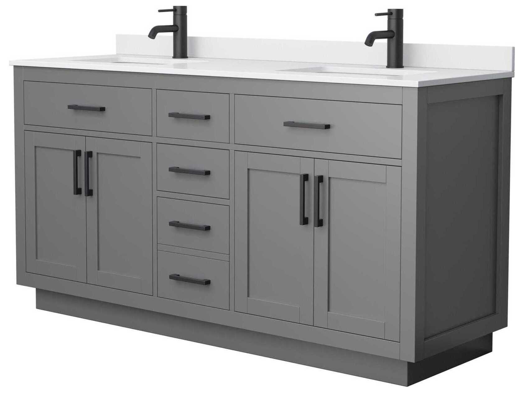 Wyndham Collection Beckett-TK 66" Dark Gray Vanity with Toe Kick