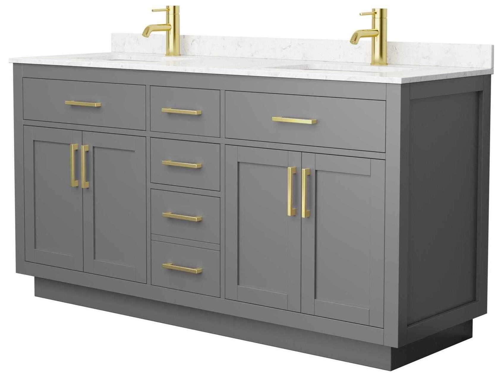 Wyndham Collection Beckett-TK 66" Dark Gray Vanity with Toe Kick