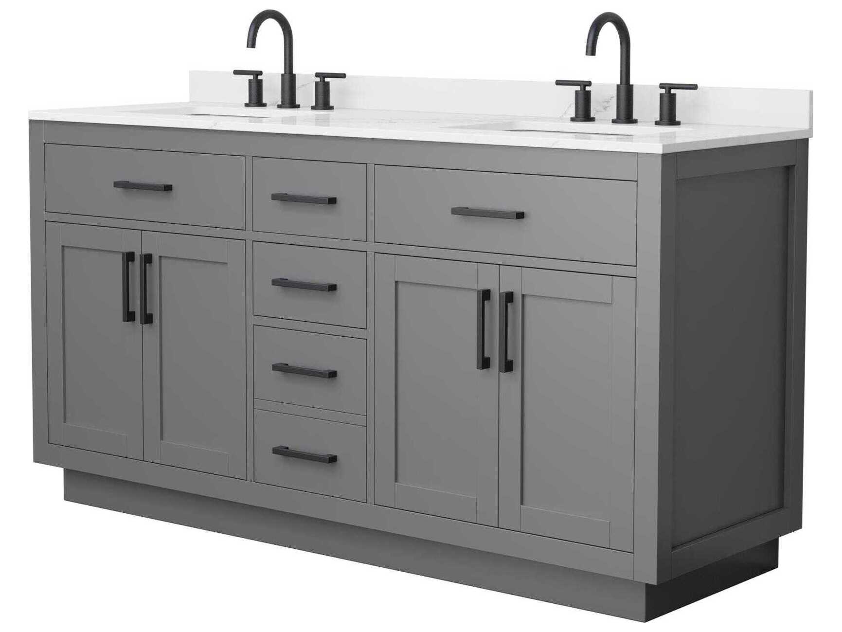 Wyndham Collection Beckett-TK 66" Dark Gray Vanity with Toe Kick