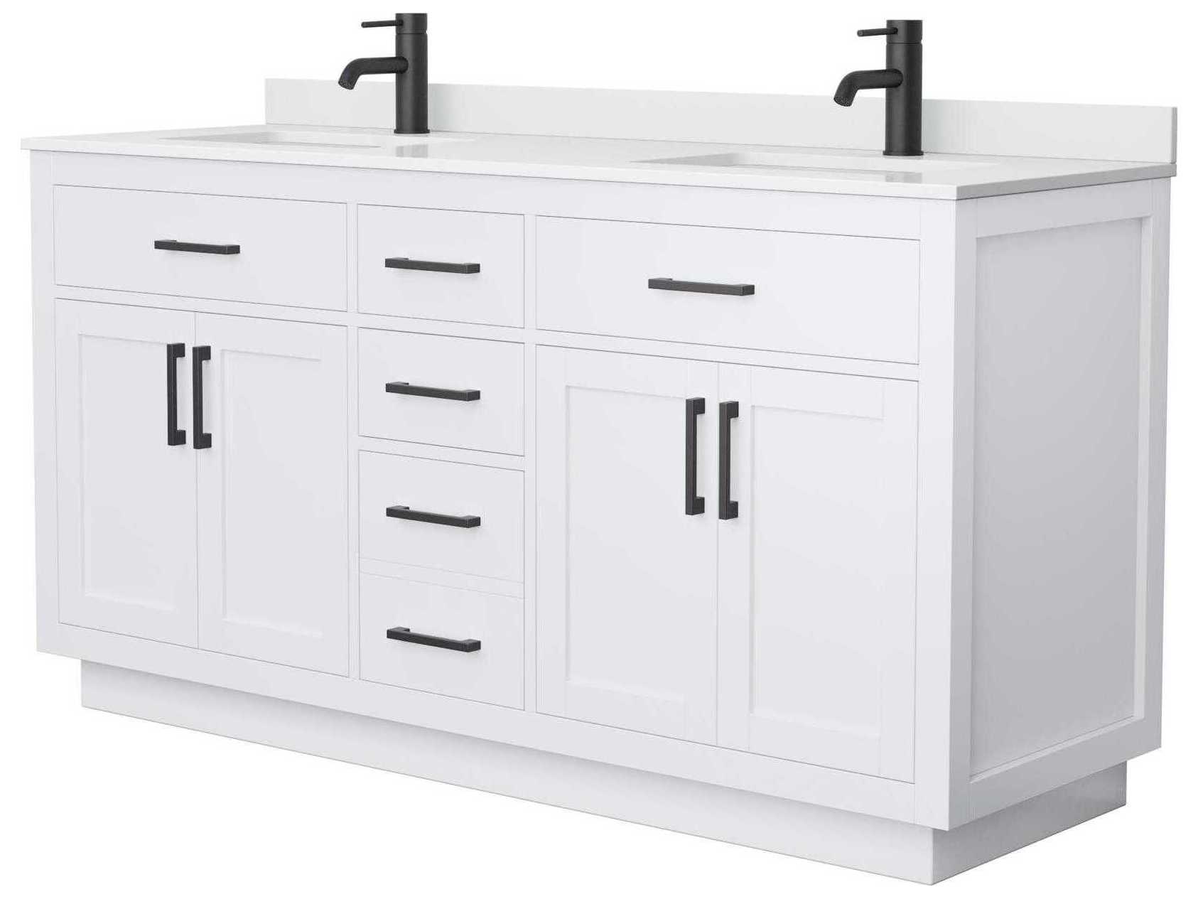 Wyndham Collection Beckett-TK 66" White Vanity with Toe Kick