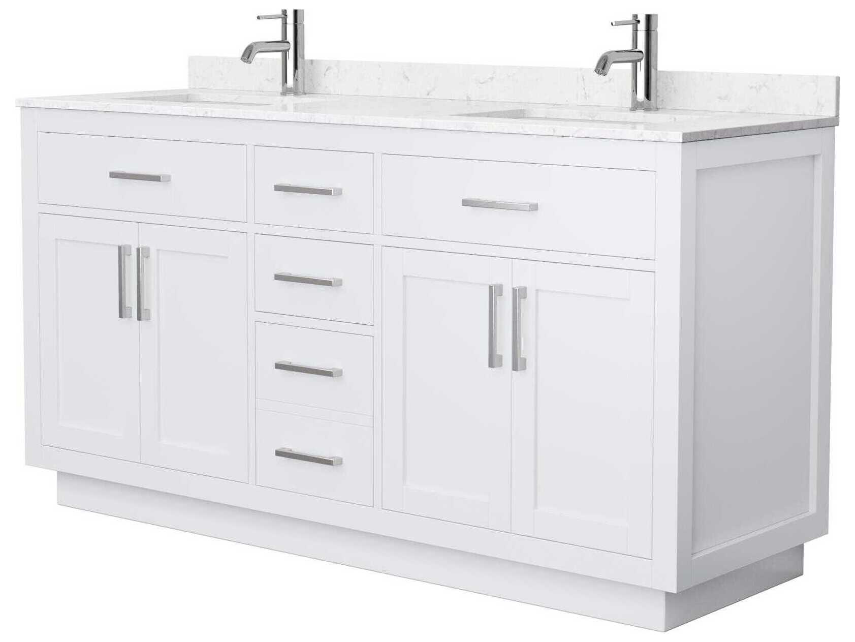 Wyndham Collection Beckett-TK 66" White Vanity with Toe Kick