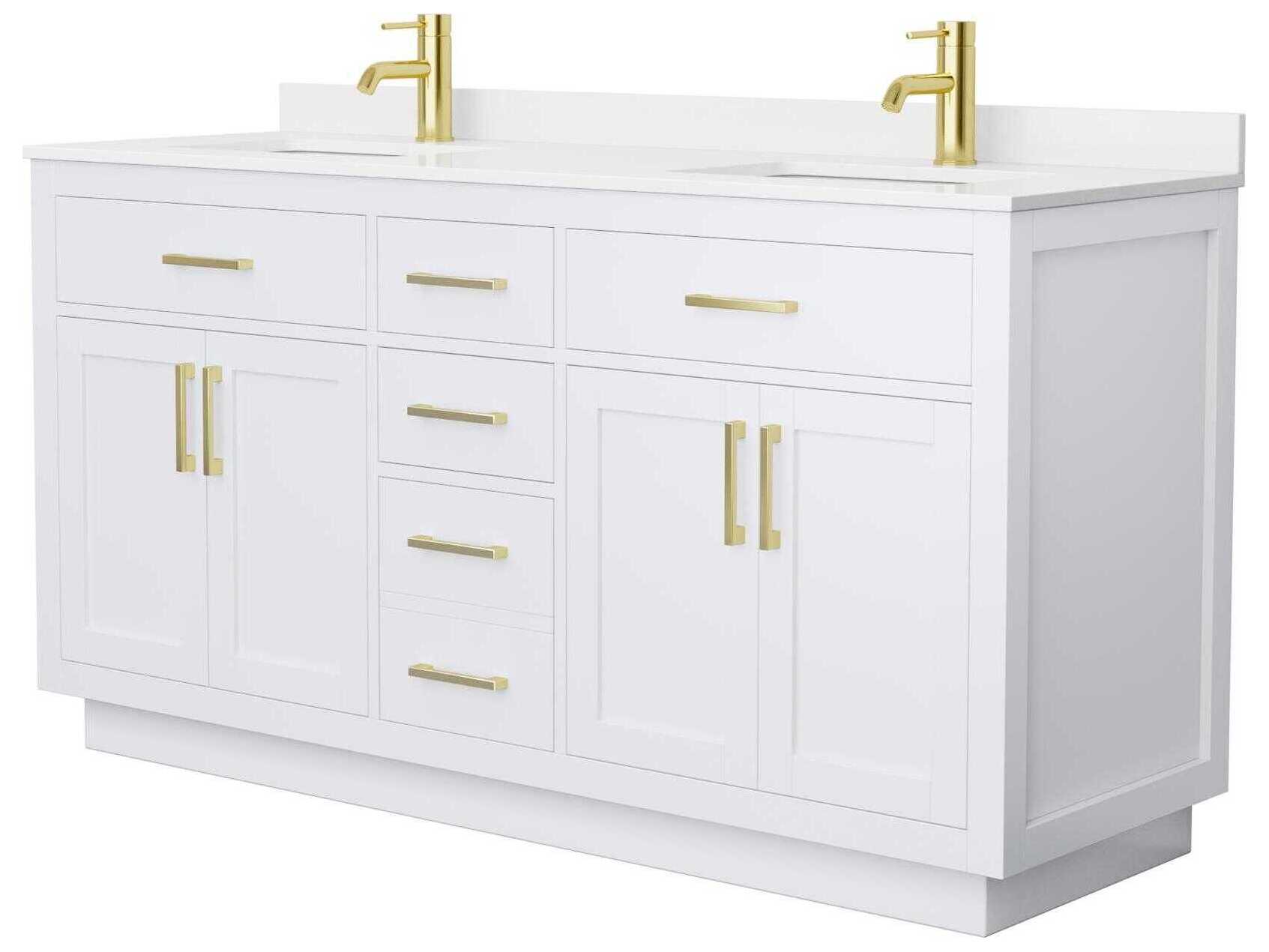 Wyndham Collection Beckett-TK 66" White Vanity with Toe Kick