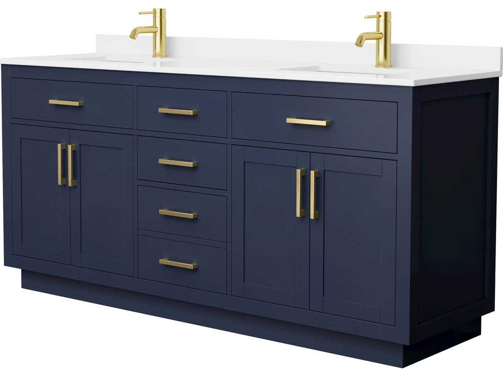 Wyndham Collection Beckett-TK 72" Dark Blue Vanity with Toe Kick