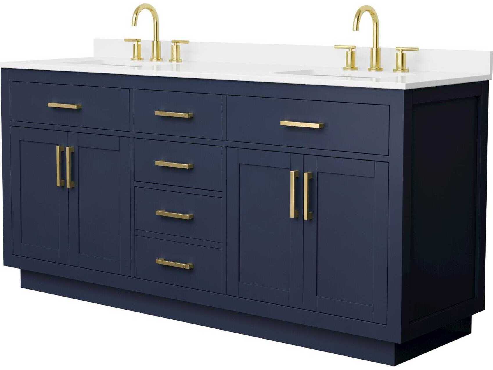 Wyndham Collection Beckett-TK 72" Dark Blue Vanity with Toe Kick