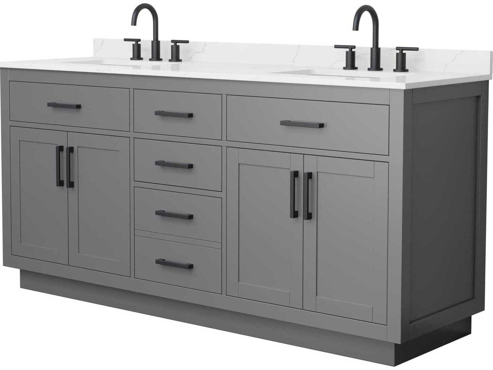 Wyndham Collection Beckett-TK 72" Dark Gray Vanity with Toe Kick