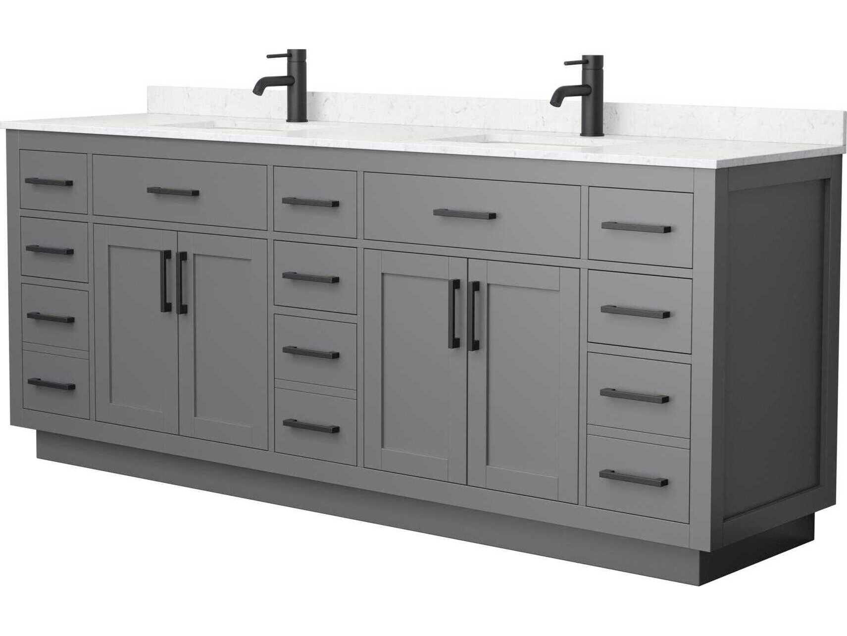 Wyndham Collection Beckett-TK 84" Dark Gray Vanity with Toe Kick