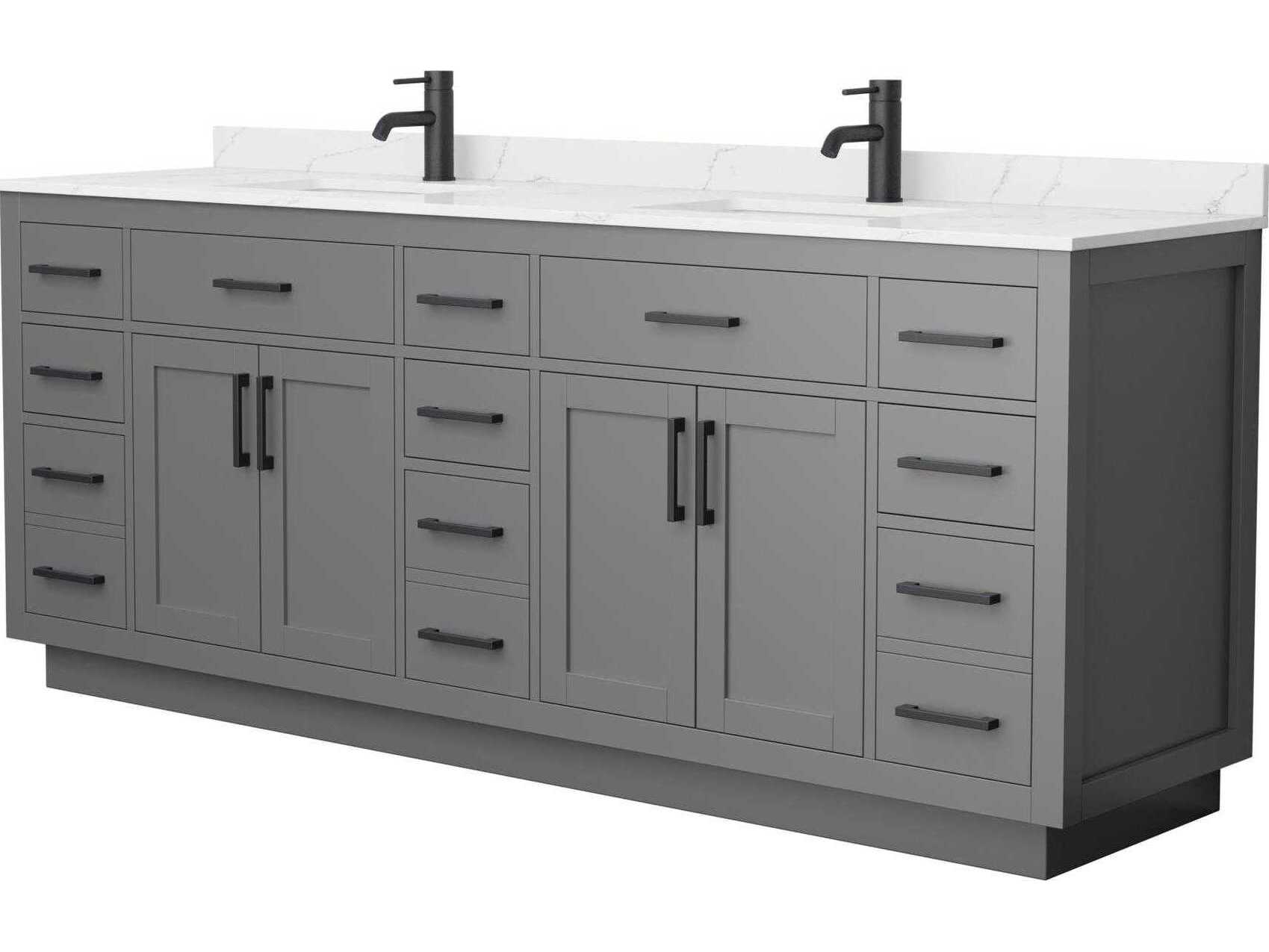 Wyndham Collection Beckett-TK 84" Dark Gray Vanity with Toe Kick