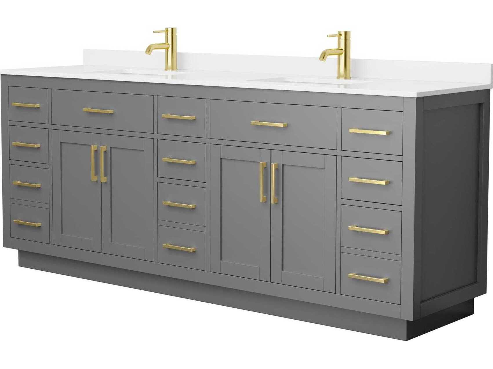Wyndham Collection Beckett-TK 84" Dark Gray Vanity with Toe Kick
