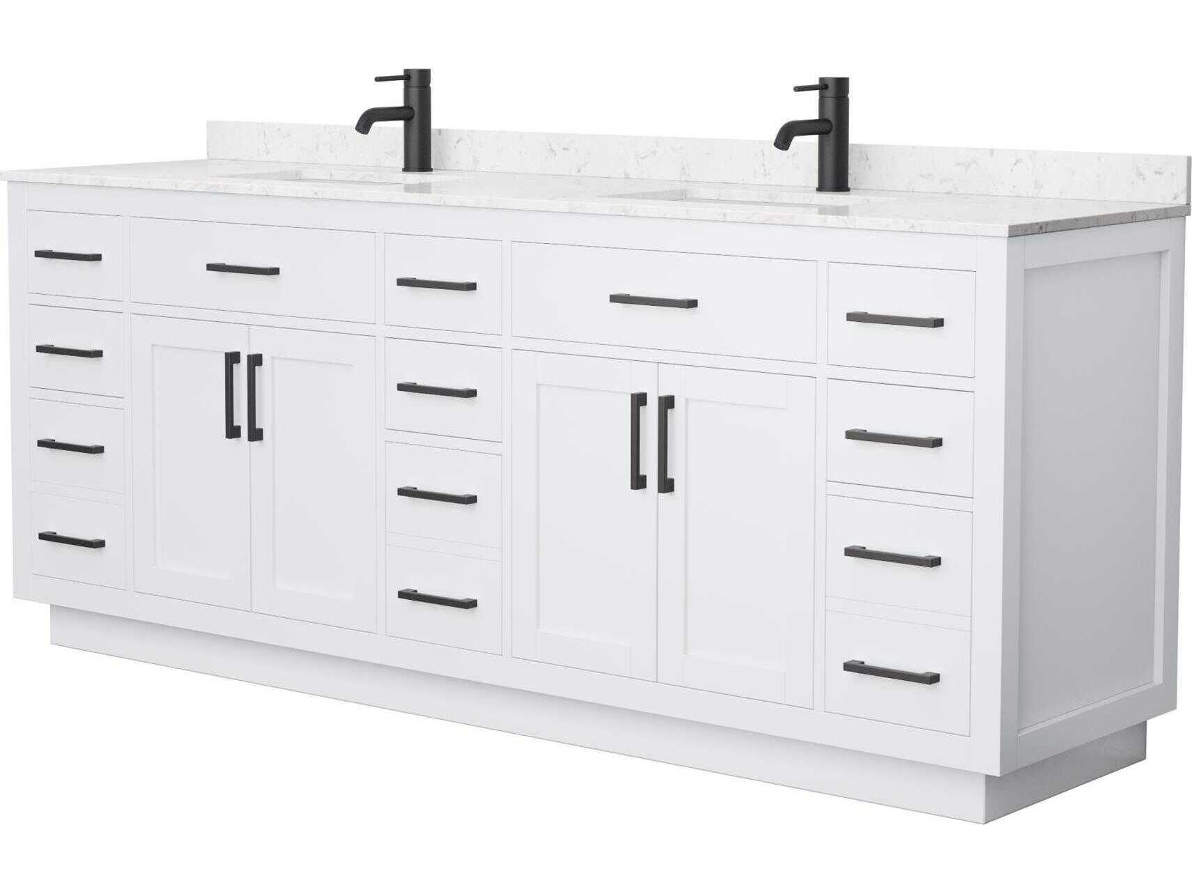 Wyndham Collection Beckett-TK 84" White Vanity with Toe Kick