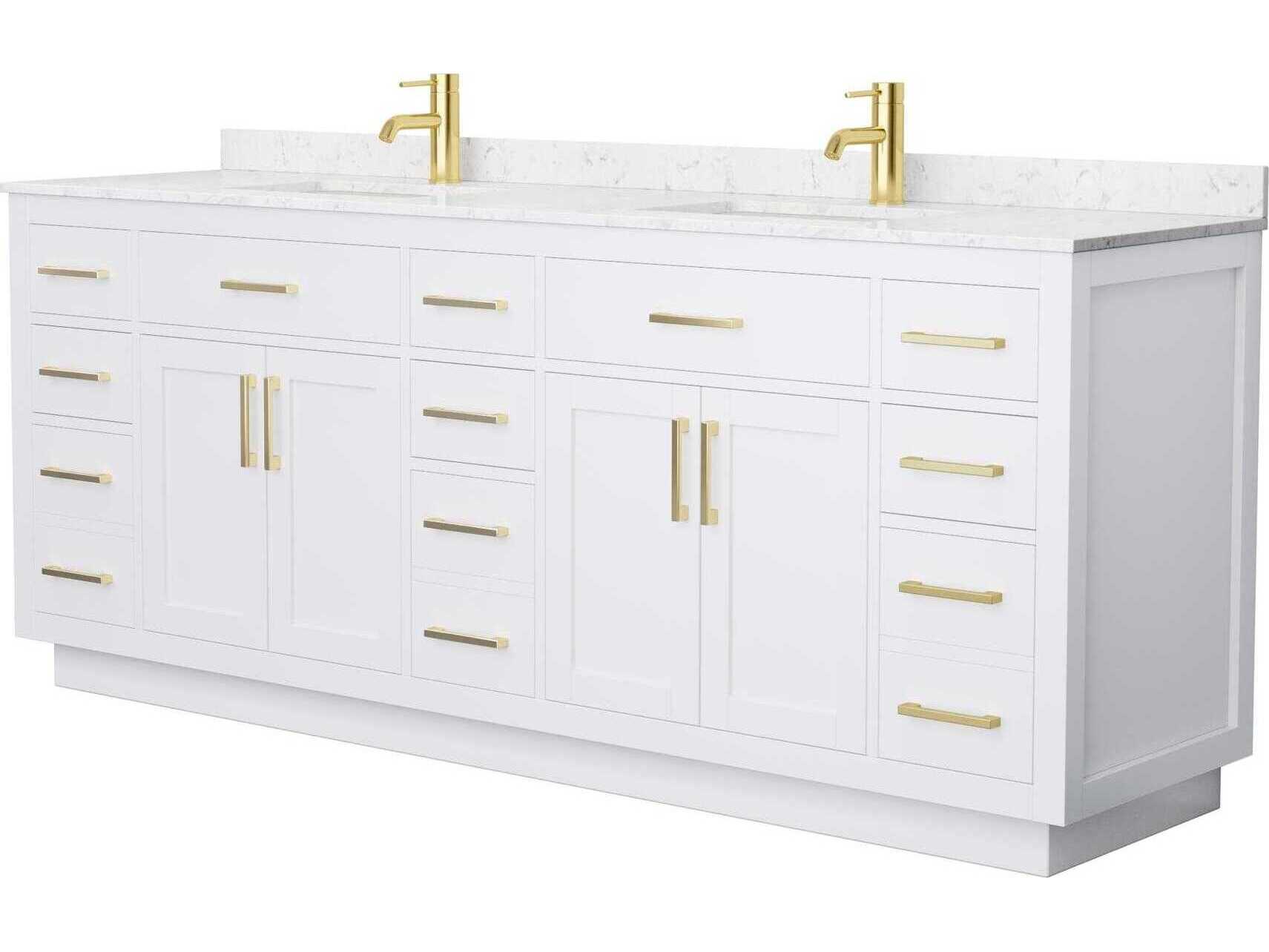 Wyndham Collection Beckett-TK 84" White Vanity with Toe Kick