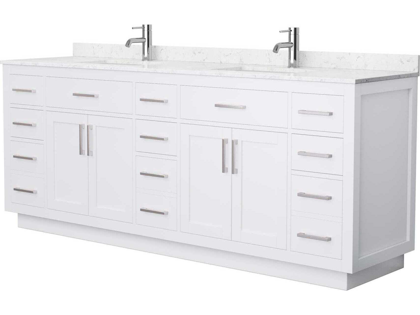 Wyndham Collection Beckett-TK 84" White Vanity with Toe Kick