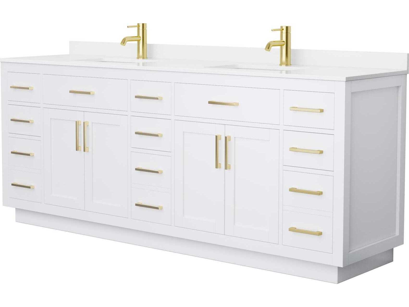 Wyndham Collection Beckett-TK 84" White Vanity with Toe Kick