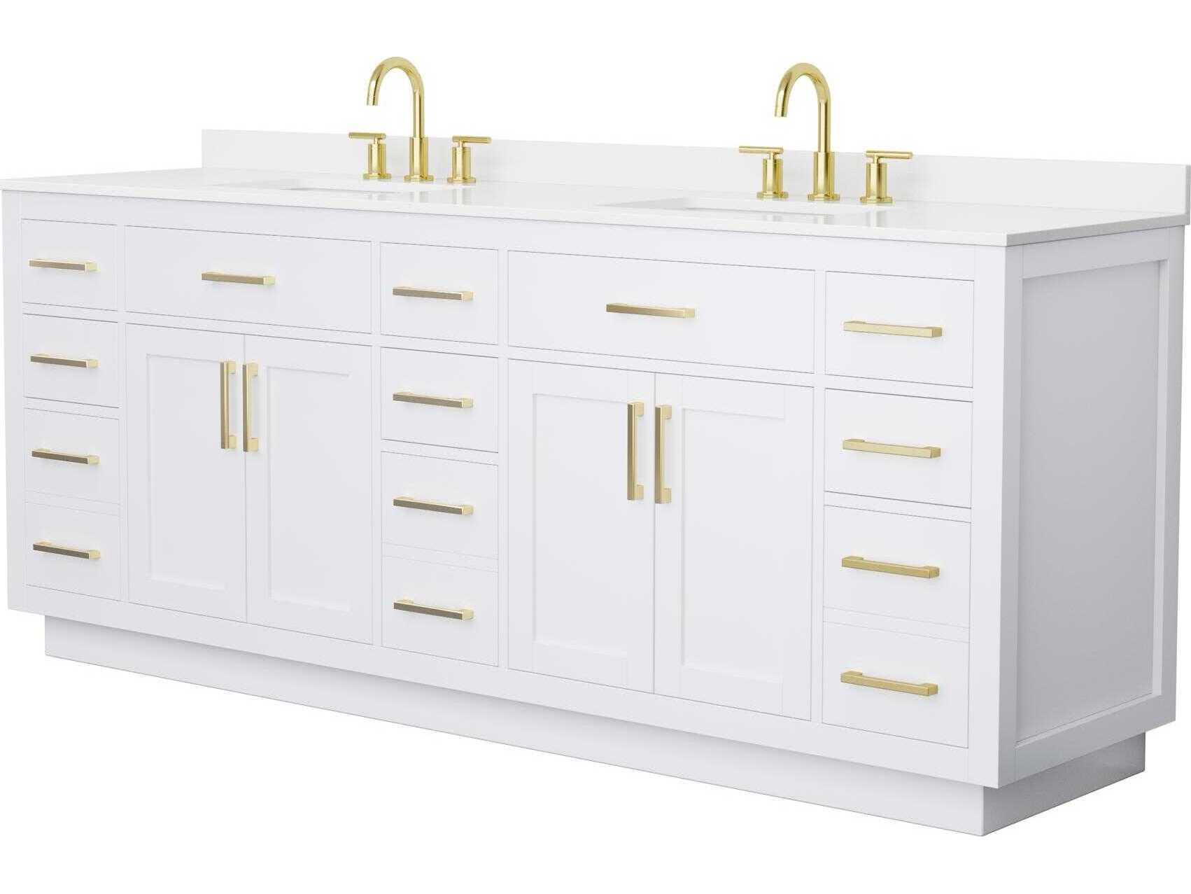 Wyndham Collection Beckett-TK 84" White Vanity with Toe Kick