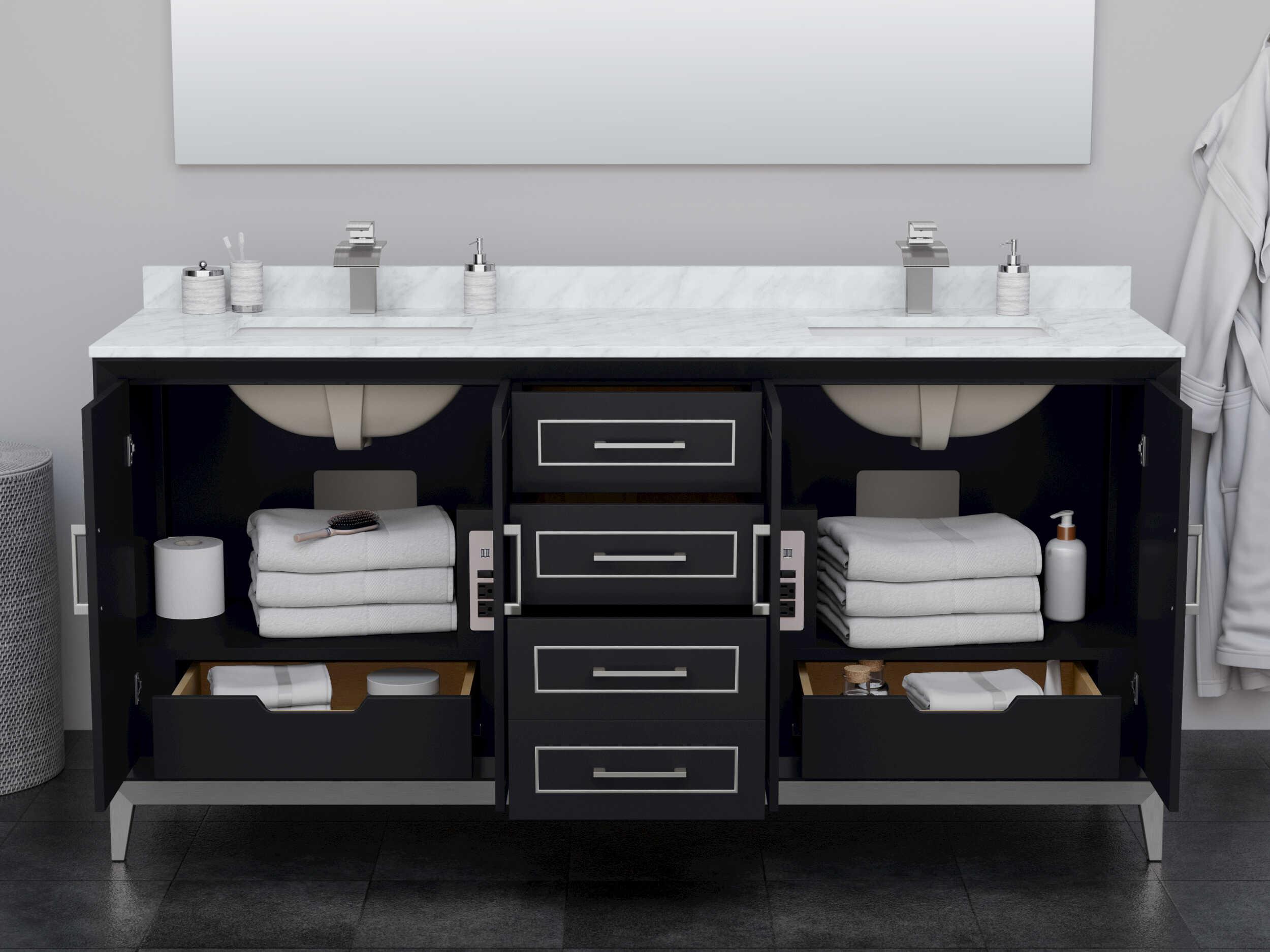 Wyndham Collection Marlena 72" Black Vanity