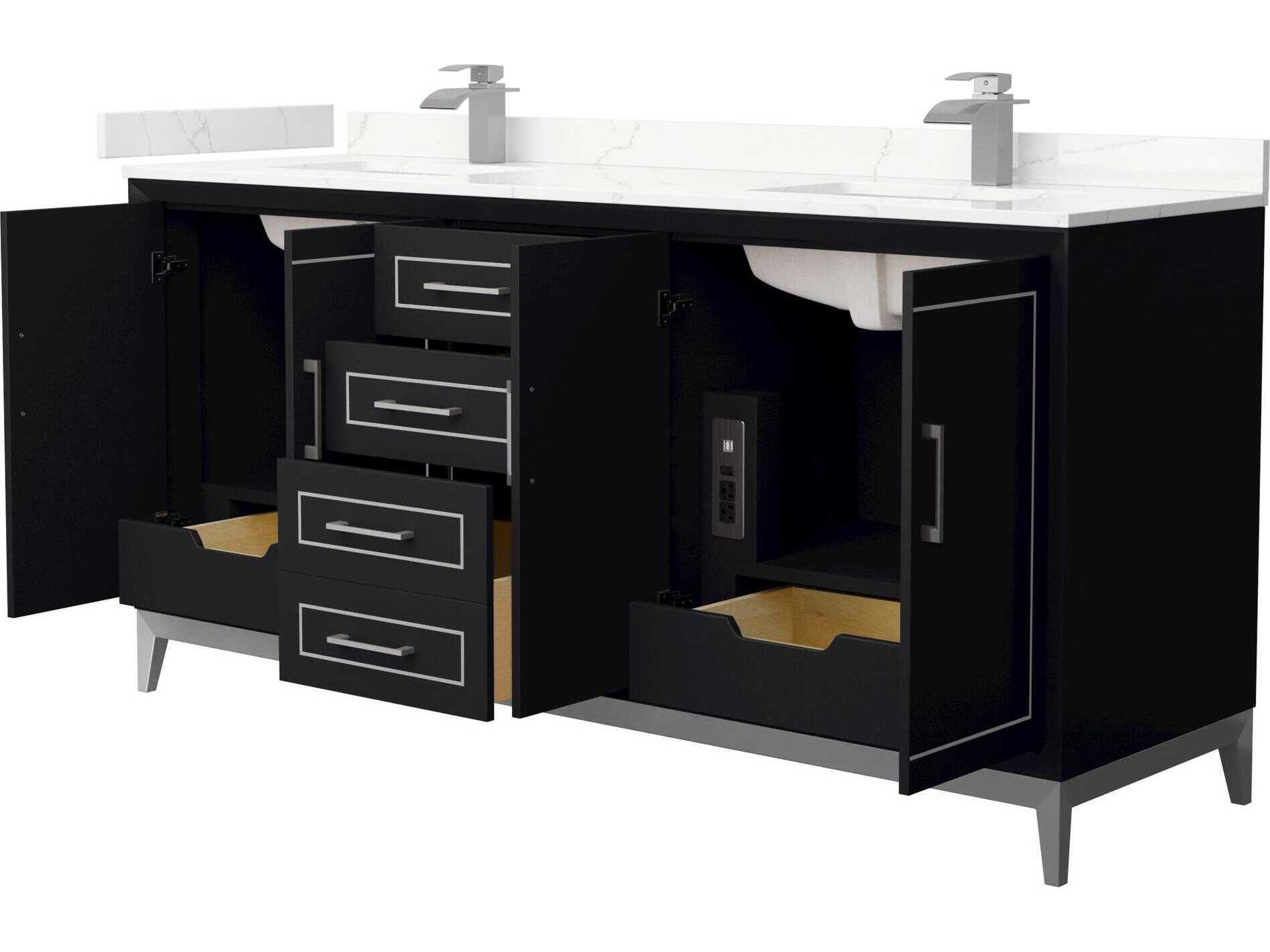 Wyndham Collection Marlena 72" Black Vanity