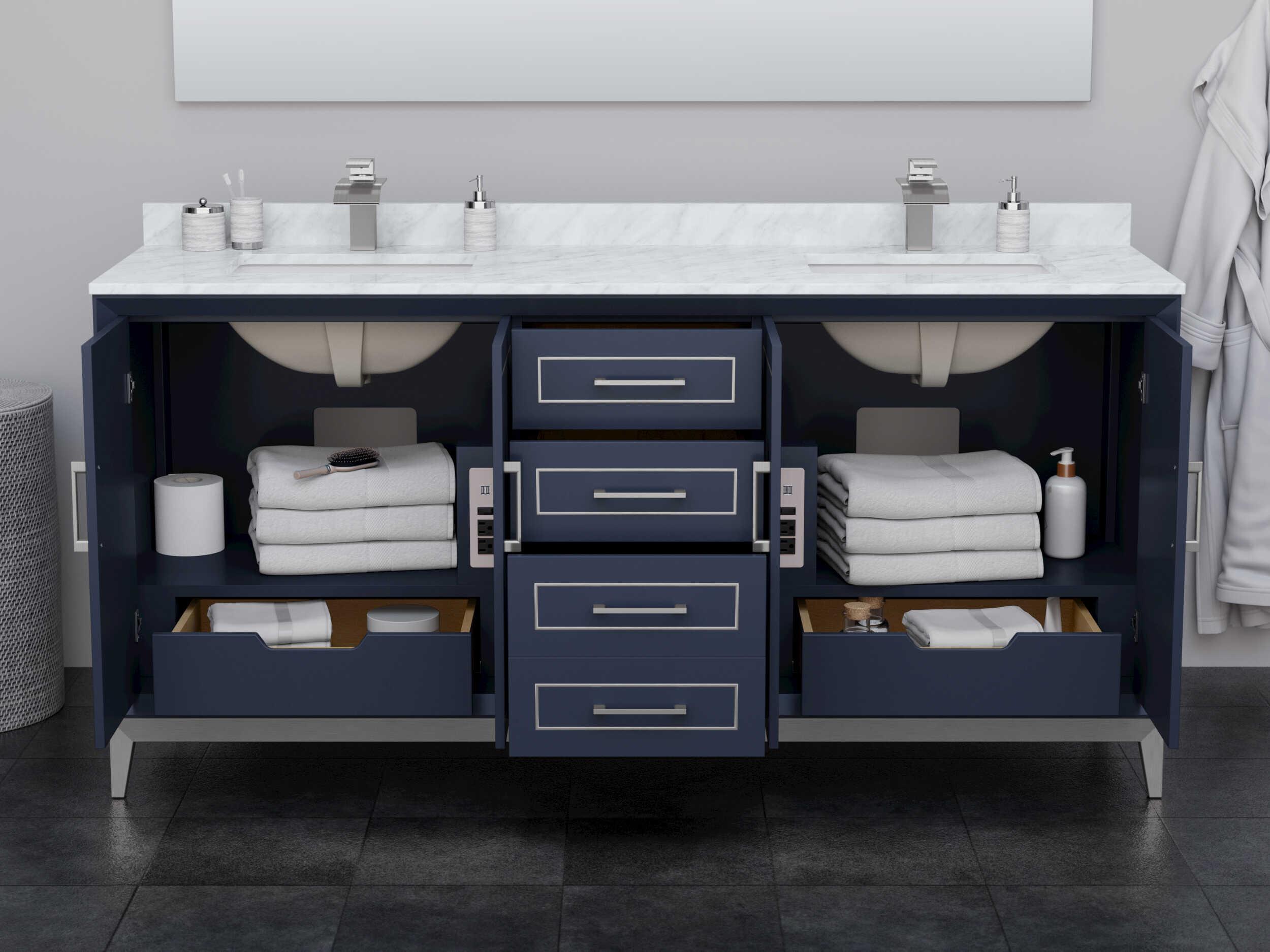 Wyndham Collection Marlena 72" Dark Blue Vanity
