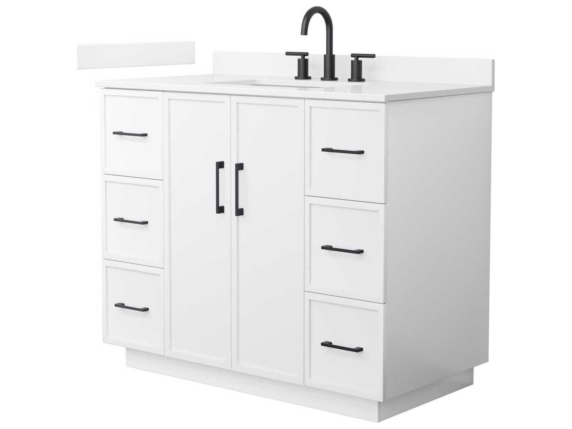 Wyndham Collection Elan-TK 42" White Vanity with Toe Kick