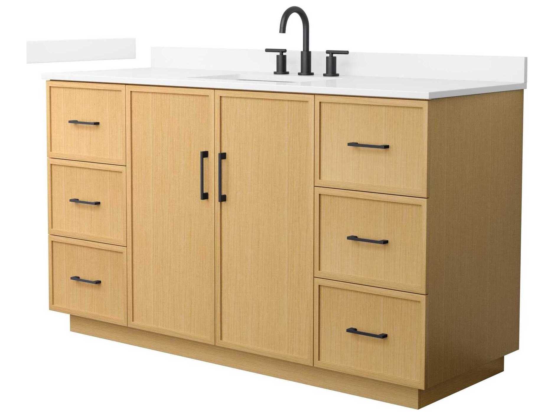Wyndham Collection Elan-TK 60" Light Oak Vanity with Toe Kick