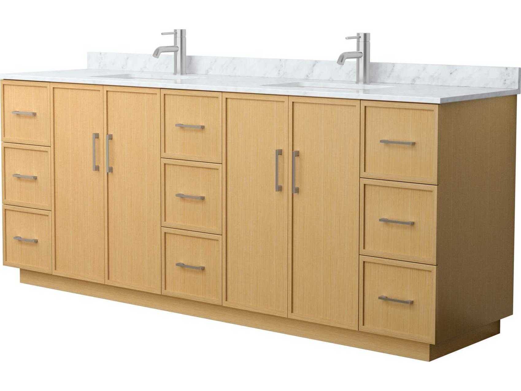 Wyndham Collection Elan-TK 84" Light Oak Vanity with Toe Kick