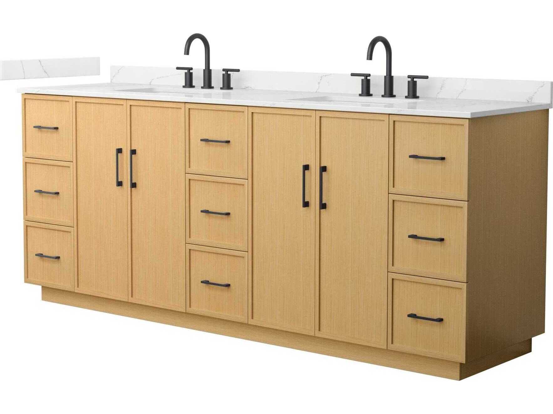 Wyndham Collection Elan-TK 84" Light Oak Vanity with Toe Kick