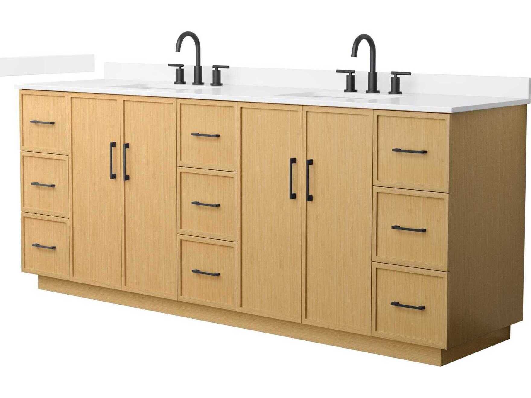 Wyndham Collection Elan-TK 84" Light Oak Vanity with Toe Kick