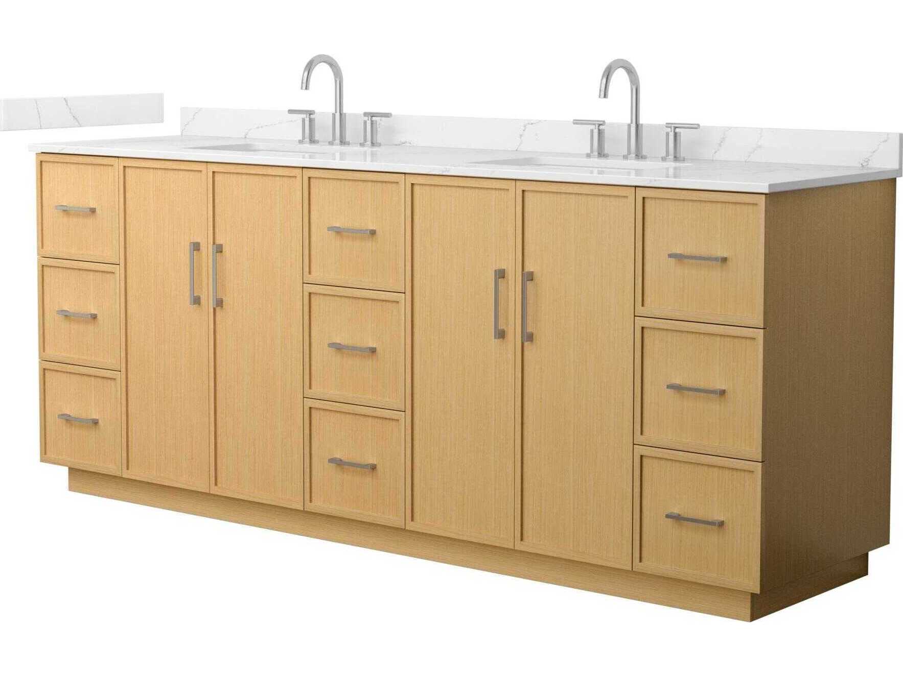 Wyndham Collection Elan-TK 84" Light Oak Vanity with Toe Kick