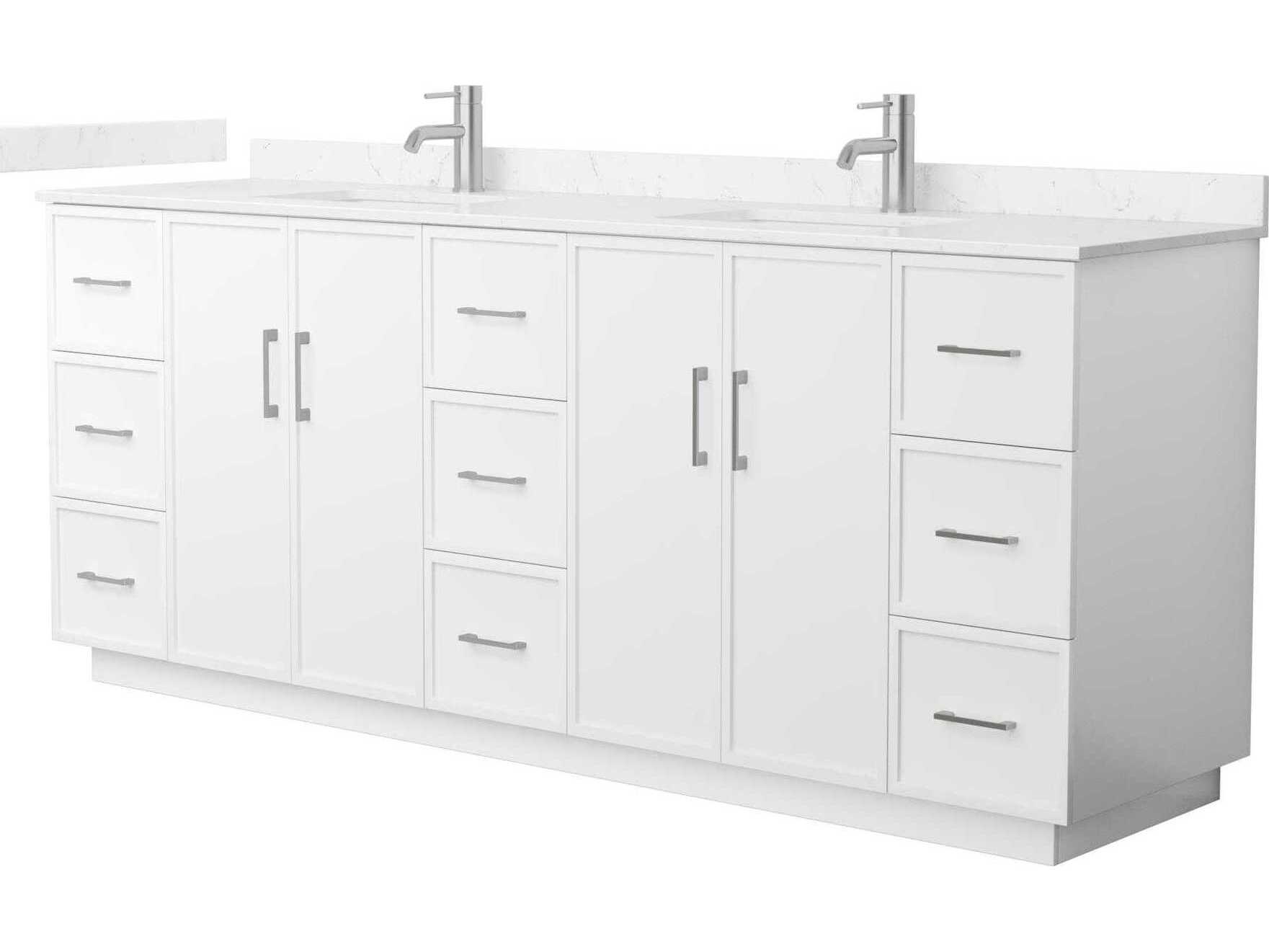 Wyndham Collection Elan-TK 84" White Vanity with Toe Kick