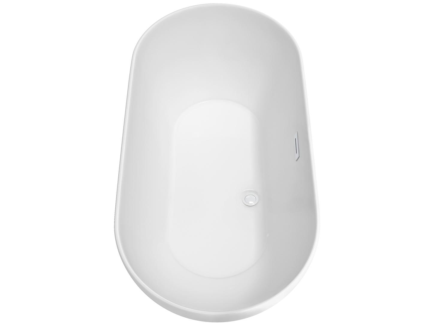 Wyndham Collection Melissa White Bathtub with Shiny White Trim and Floor Mounted Faucet