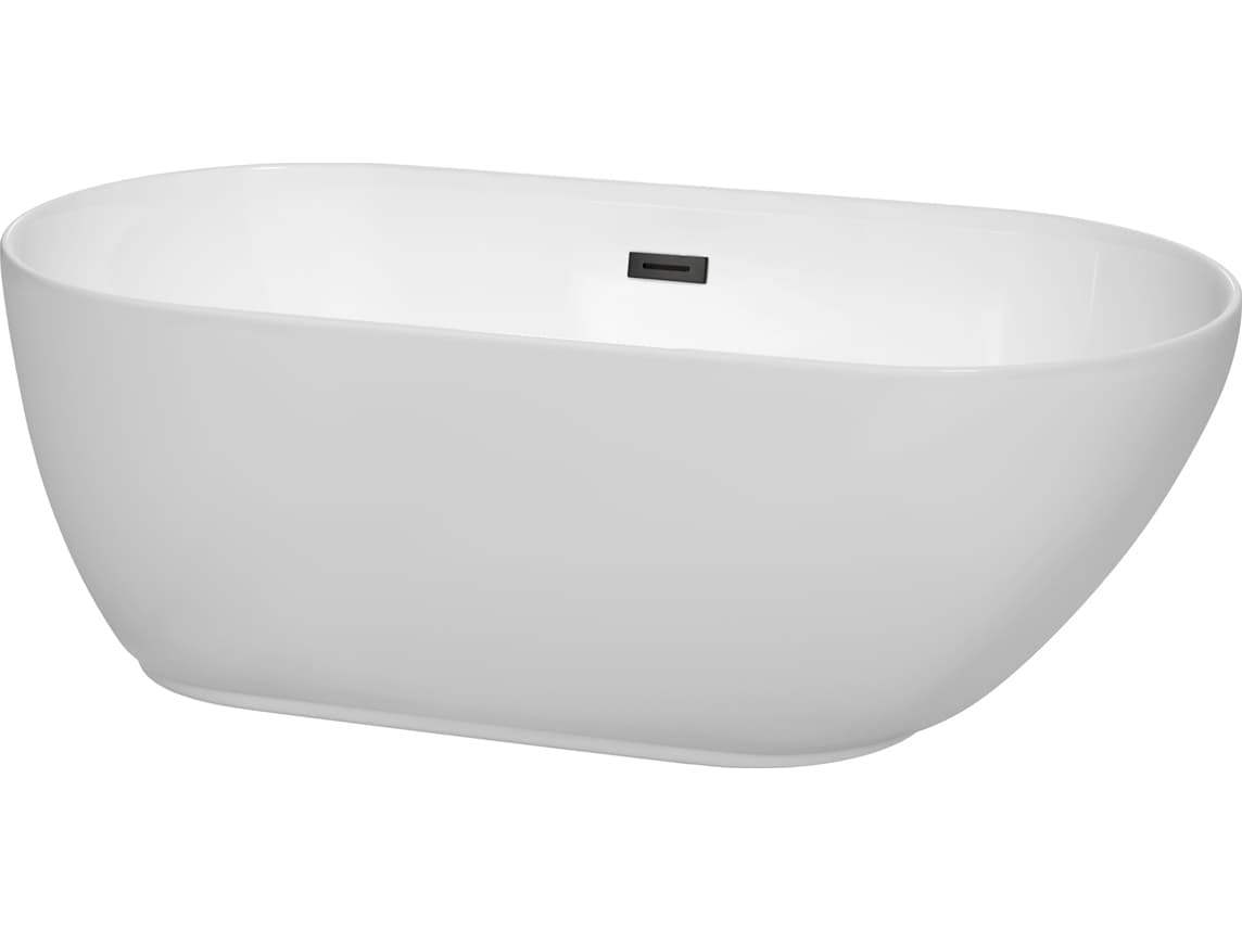 Wyndham Collection Melissa White Bathtub with Drain and Overflow