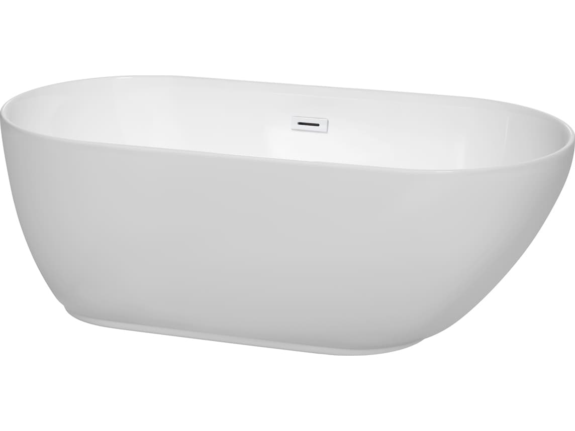 Wyndham Collection Melissa White Bathtub with Drain and Overflow