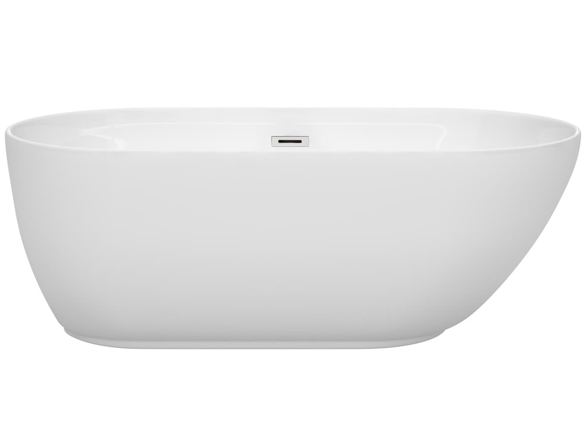 Wyndham Collection Melissa White Bathtub with Drain and Overflow