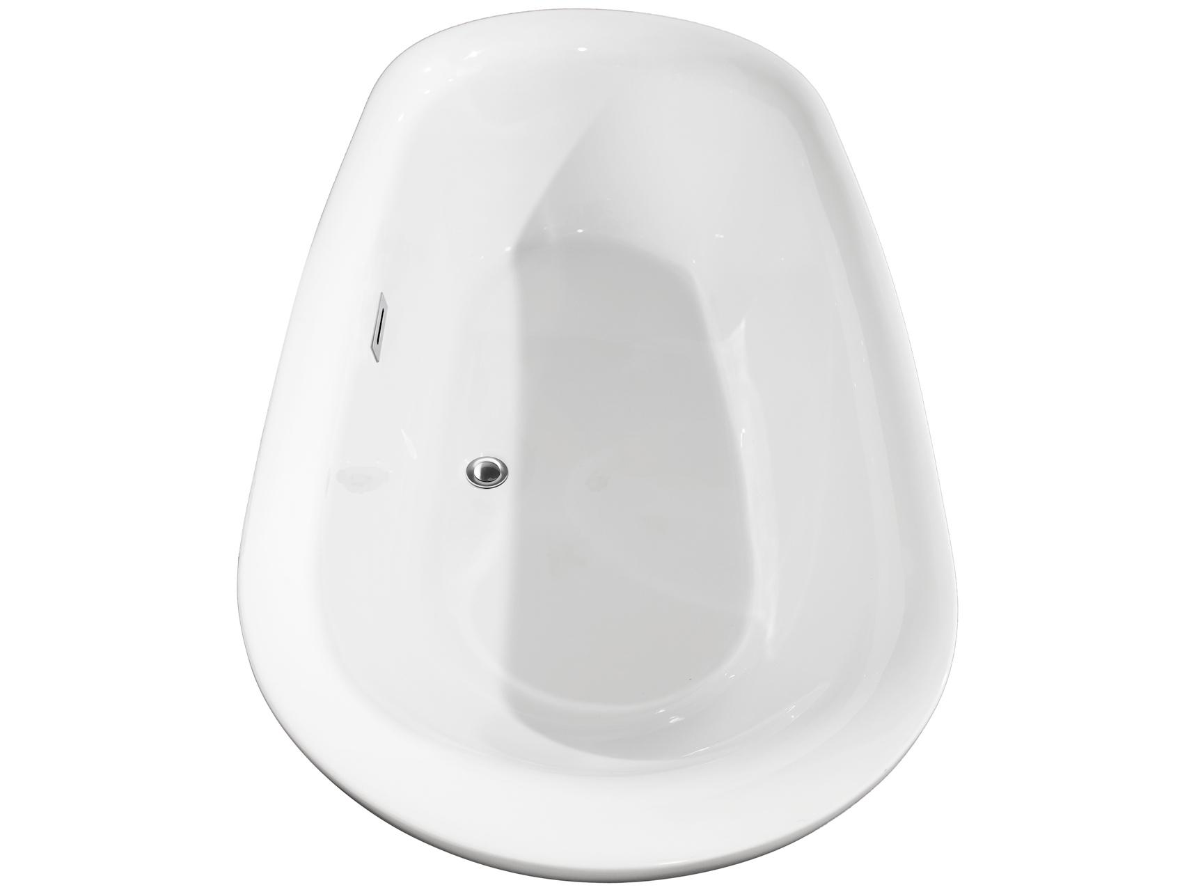 Wyndham Collection Melissa White Bathtub with Polished Chrome Trim and Floor Mounted Faucet