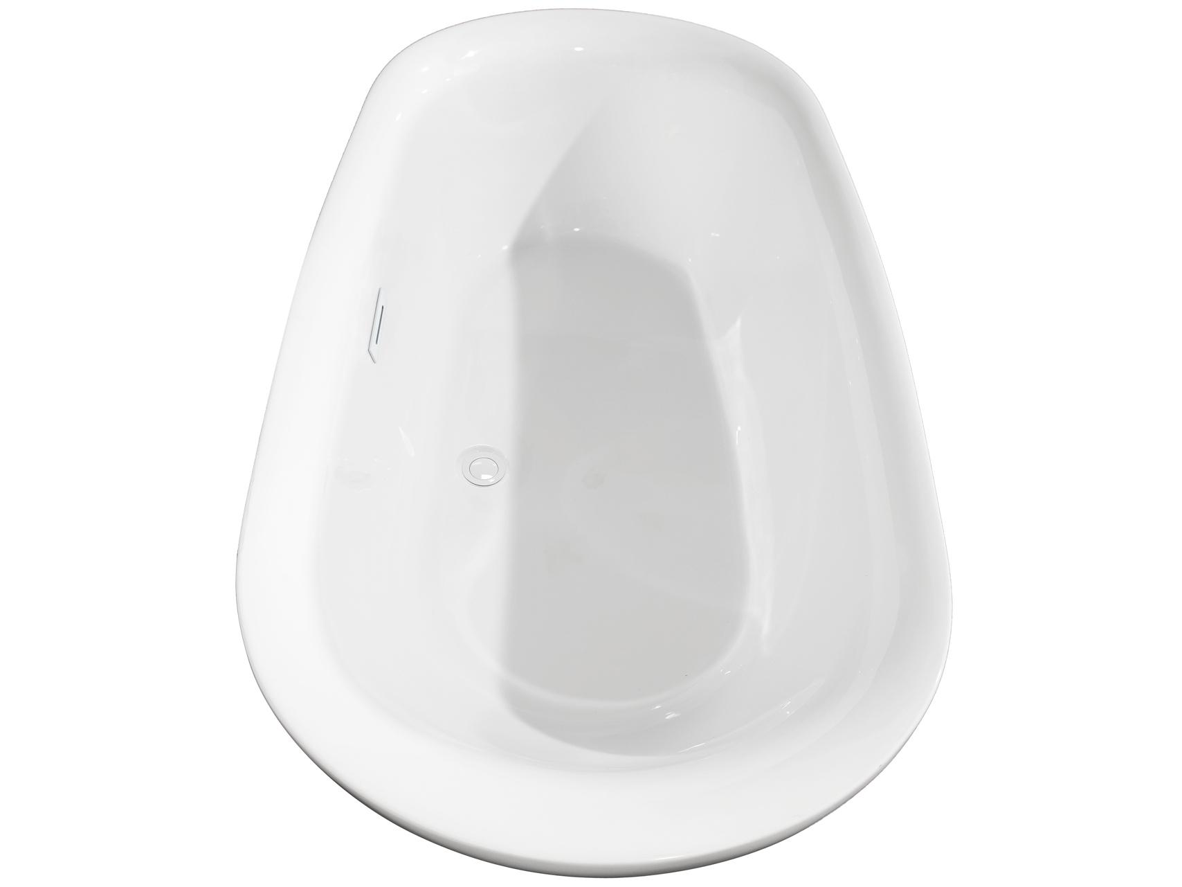 Wyndham Collection Melissa White Bathtub with Shiny White Trim and Floor Mounted Faucet