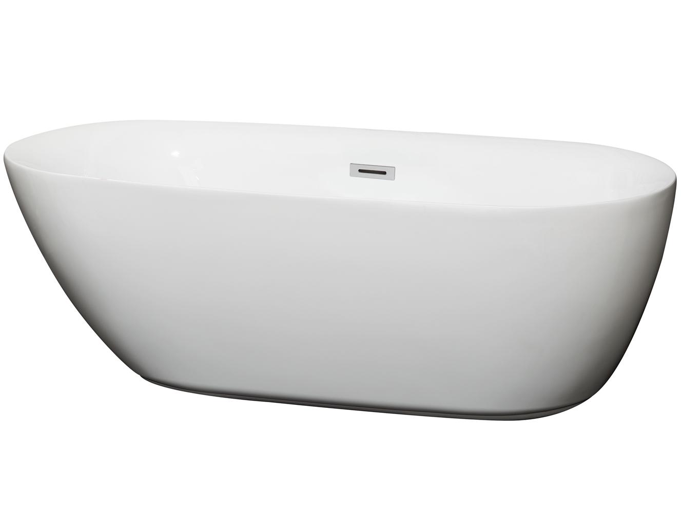 Wyndham Collection Melissa White Bathtub with Drain and Overflow