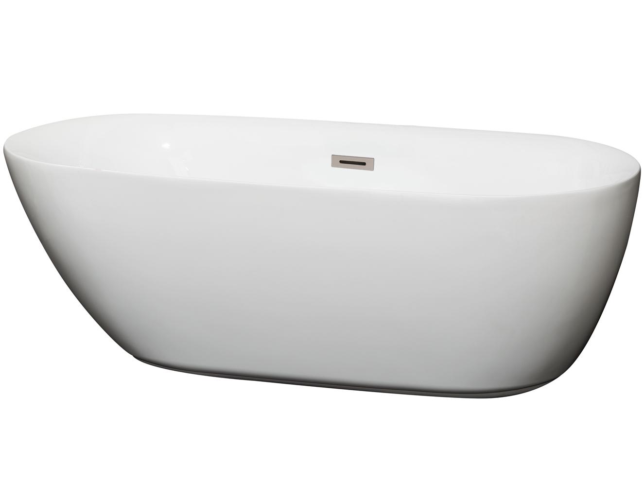 Wyndham Collection Melissa White Bathtub with Drain and Overflow